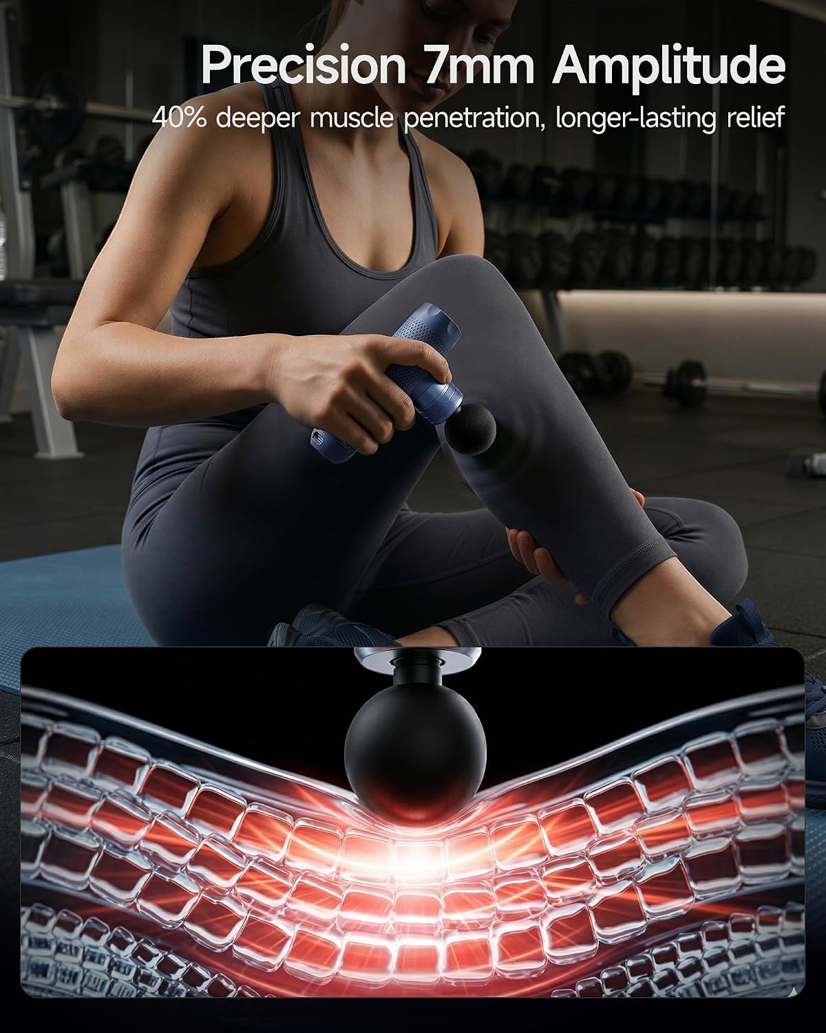 N1 Super Mini Massage Gun, Ultra-Compact Deep Tissue Massage Gun, Portable Travel Handheld Massager, Men & Women Muscle Recovery, Percussion Massager Quiet for Home, Gym, Office, Blue - Image 8