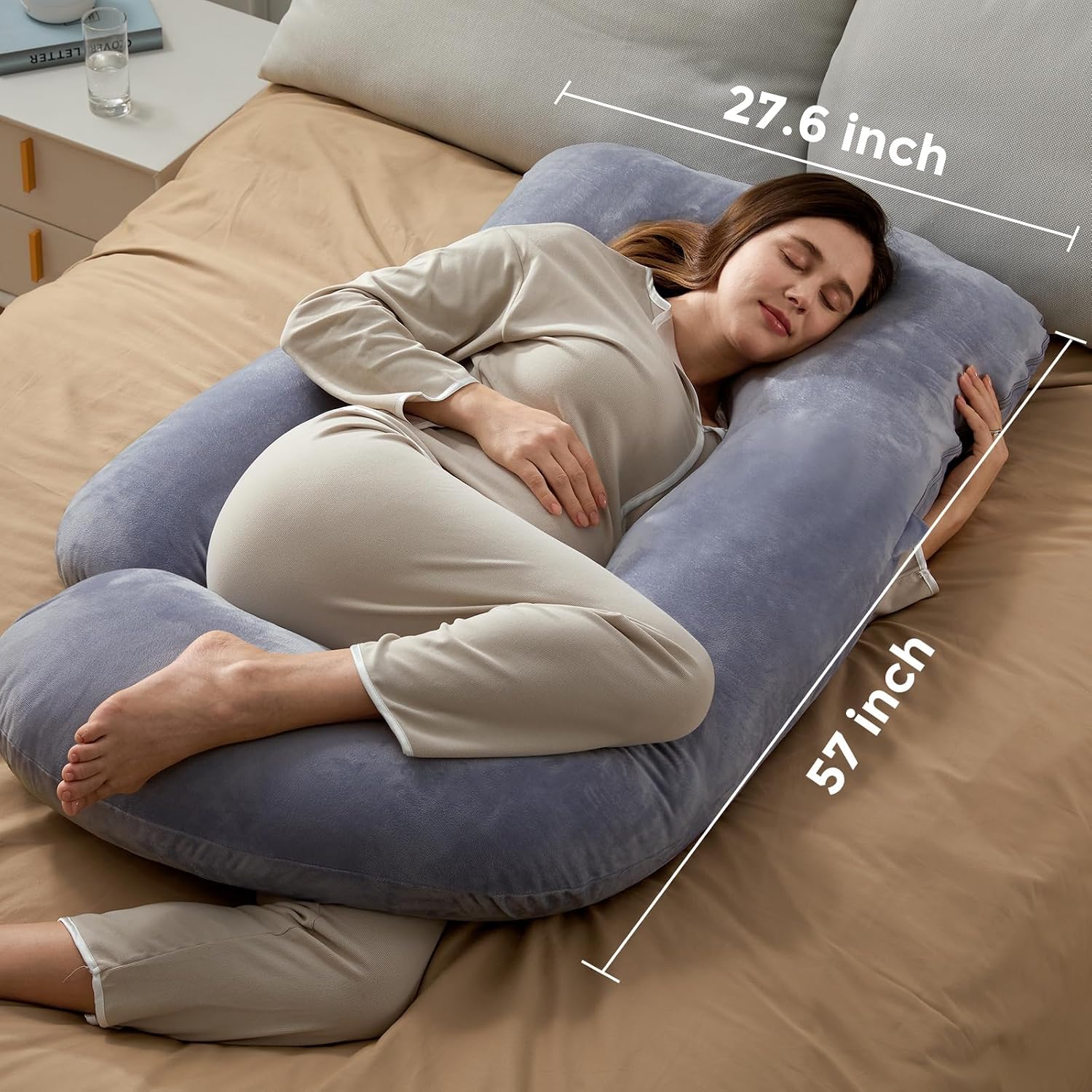Momcozy Pregnancy Pillow for Sleeping - U Shaped Full Body Maternity Pillow | Removable Cover, Support for Back, Legs, Belly, Hips for Pregnant Women, Side Sleeper, Pregnancy Gifts & Essentials, 57 Inch - Image 8