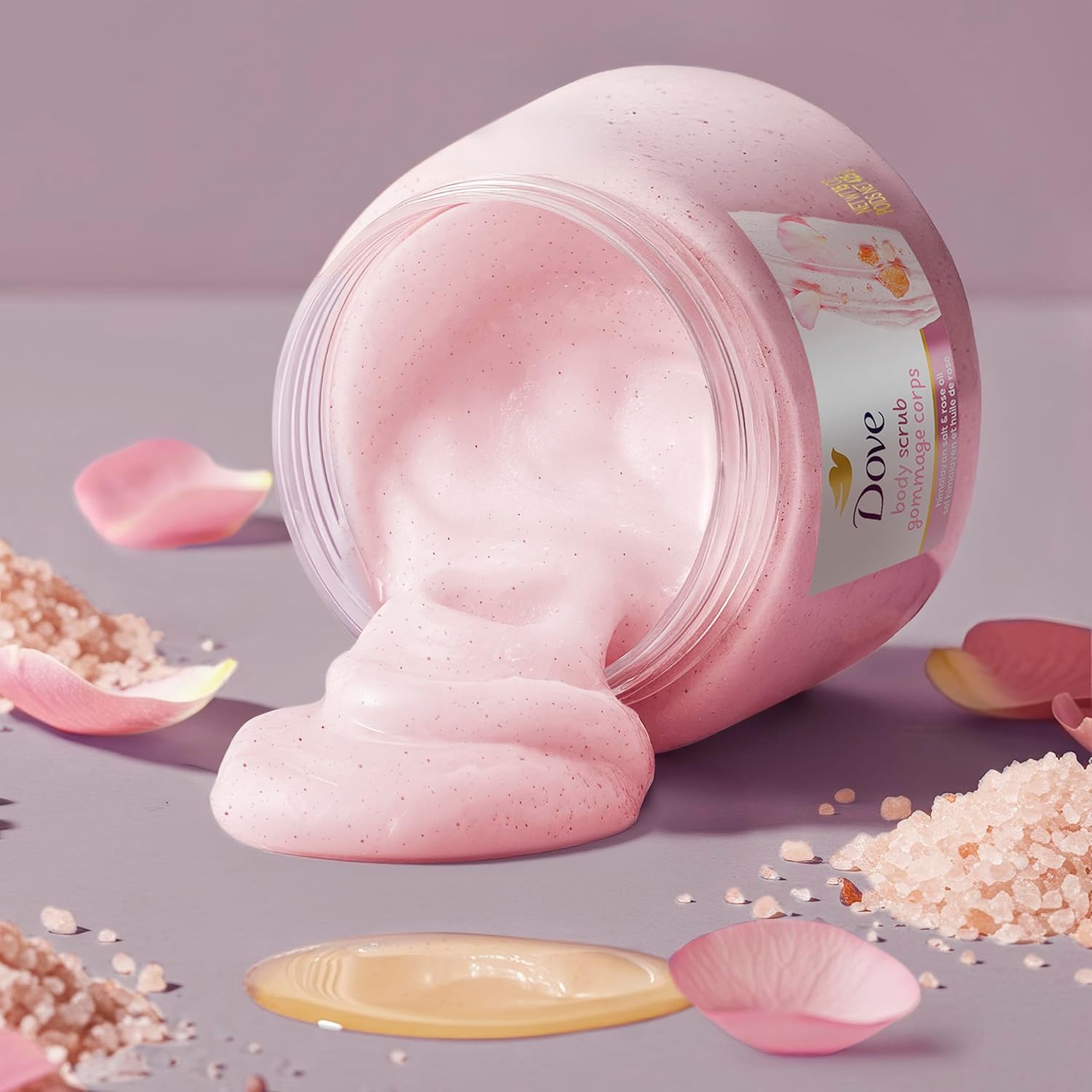 Dove Himalayan Salt & Rose Oil Body Scrub Exfoliates and Deeply 15 oz | For skin that needs polish, Helps reveal smooth skin, With Himalayan salt & Rose Oil - Image 6