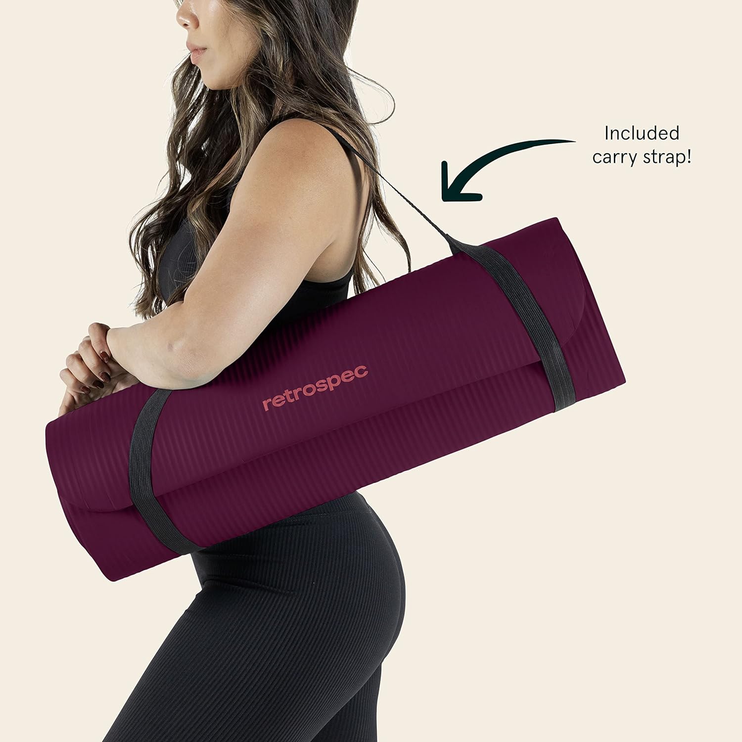 Retrospec Solana Yoga Mat Thick 1/2in Non-Slip Workout Mat with Nylon Strap - 72x24in Exercise Mat for Pilates, Stretching & Fitness - BPA Free, Easy Clean - Image 7