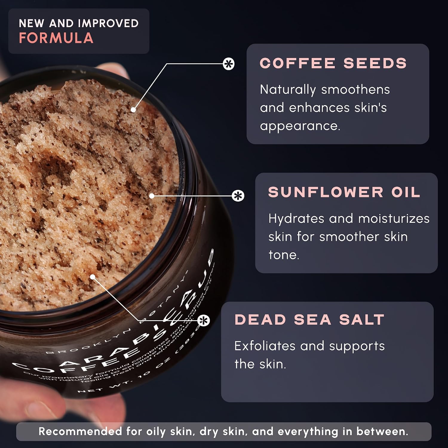 Brooklyn Botany Arabica Coffee Body Scrub - Moisturizing and Exfoliating for Body, Face, Hand, Foot - Fights Stretch Marks, Fine Lines, Wrinkles - Great Gifts for Women & Men - 10 oz - Image 7