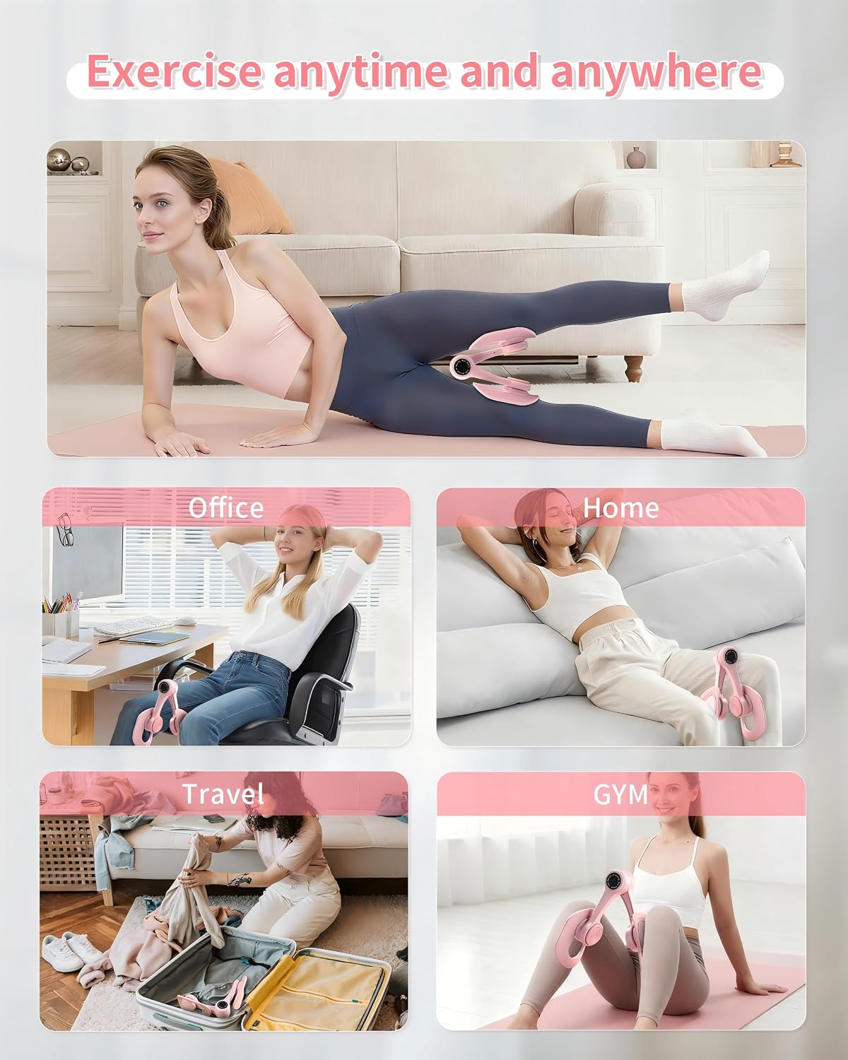 Pelvic Floor Exercise Devices, Thigh Trainer for Women | 360° Rotatable TPE Cushion, Strengthens Pelvic Muscles & Inner Thigh, Portable Kegel Gear for Shaping, Yoga and Home Workouts - Image 6