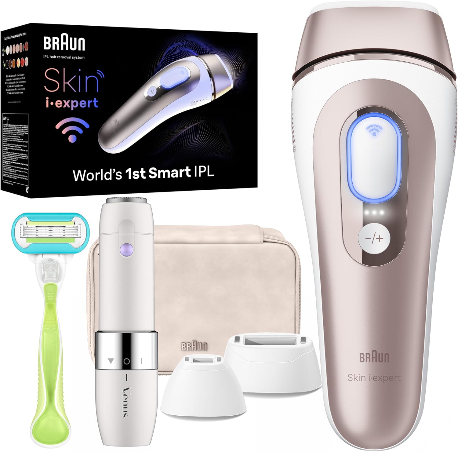 Braun Skin i-Expert Smart IPL PL7219 at Home Laser Hair Removal for Women and Men with App, Premium Pouch, Venus Razor, 2 Smart Heads, Facial Trimmer - Image 9