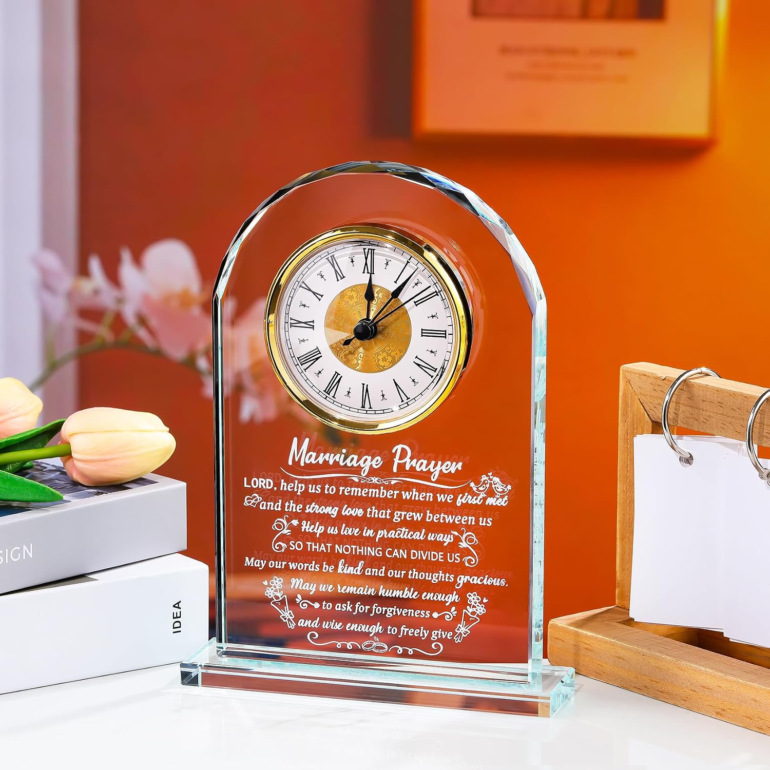 Arikyrist Glass Clock Wedding Gifts for Couples 2026 Newlyweds | Happy Anniversary Engagement Marriage Prayer Gift, with Inspiring Quotes, for Mr and Mrs, Home Decor - Image 4
