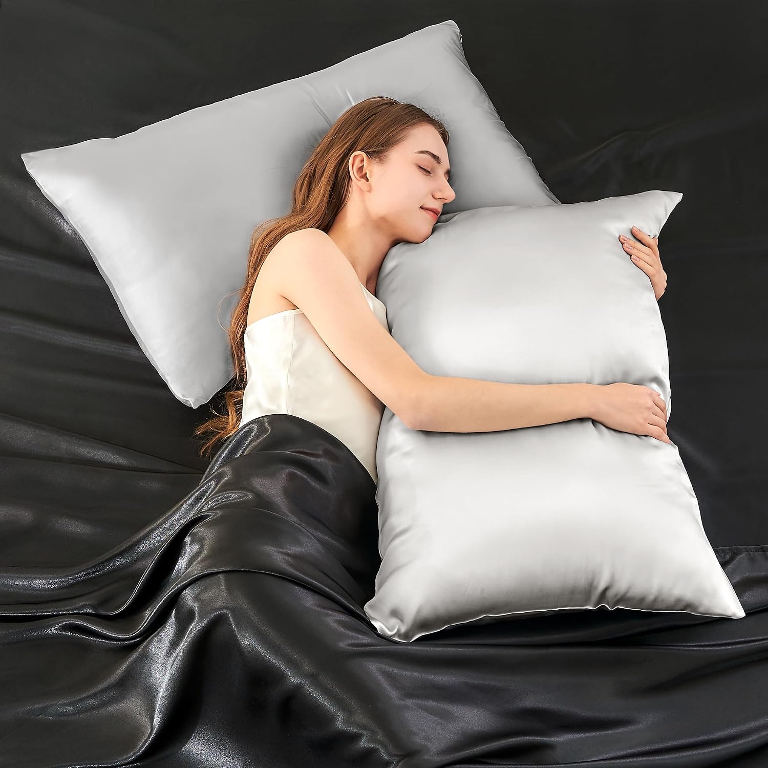 INFIIXSO Mulberry Silk Pillow Cases Standard Size with Zipper, Light Grey | Ultra Smooth & Soft Silk Pillowcase for Hair & Skin, Cooling Pillow Cover for Hot Sleepers, Hidden Zipper, 1Piece 20"x26" - Image 7