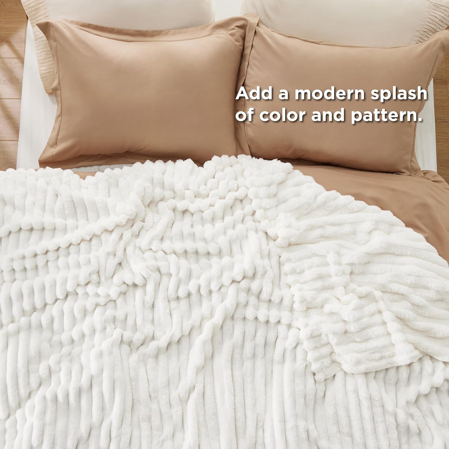 Bedsure Soft Cozy King Size Fleece Blankets for Bed Off White 108"x90" | Birthday Gifts for Women Mom Her, Warm Lightweight Cozy Fluffy Throw Blanket Sofa, Dorm Room Home Decor, Machine Washable - Image 6