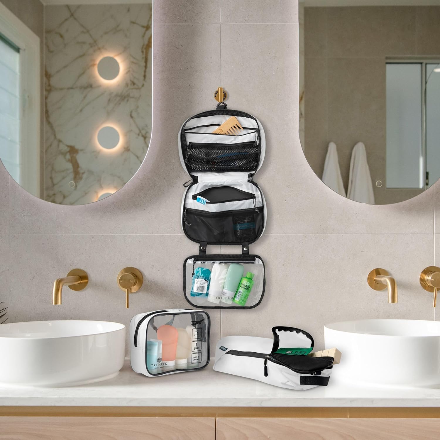 TRIPPED Travel Gear 3-Piece Travel Toiletry Bag Set | Includes Hanging Toiletry Bag, 311 TSA Liquid Bag, and Accessory Organizer Pouch with Lightweight Ripstop Construction - Image 8