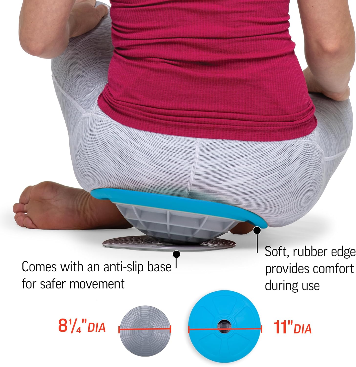 OPTP Pelvic Rocker Core Trainer, Pelvic Floor Training Disc, Blue, 3" x 11" | Core stability & pelvic floor training balance disc & base, hip mobility trainer, SI joint support, pelvic clock exercises - Image 5