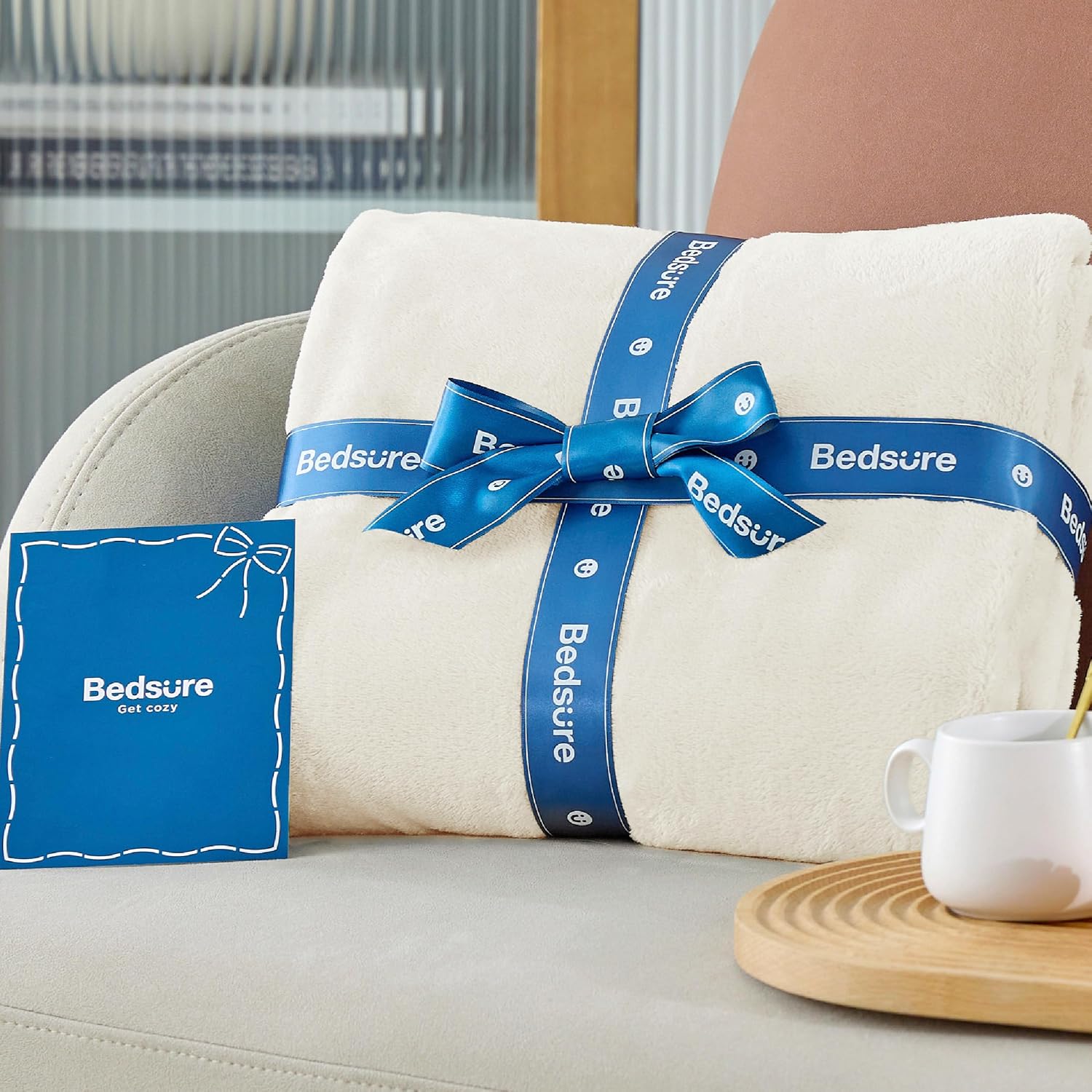 Bedsure GentleSoft Fleece Blankets Queen Size Cream - Birthday Gifts for Women Bed Blanket Soft Lightweight Plush Fuzzy Cozy Luxury Microfiber, Home Room Decor Gifts, 90x90 inches - Image 7