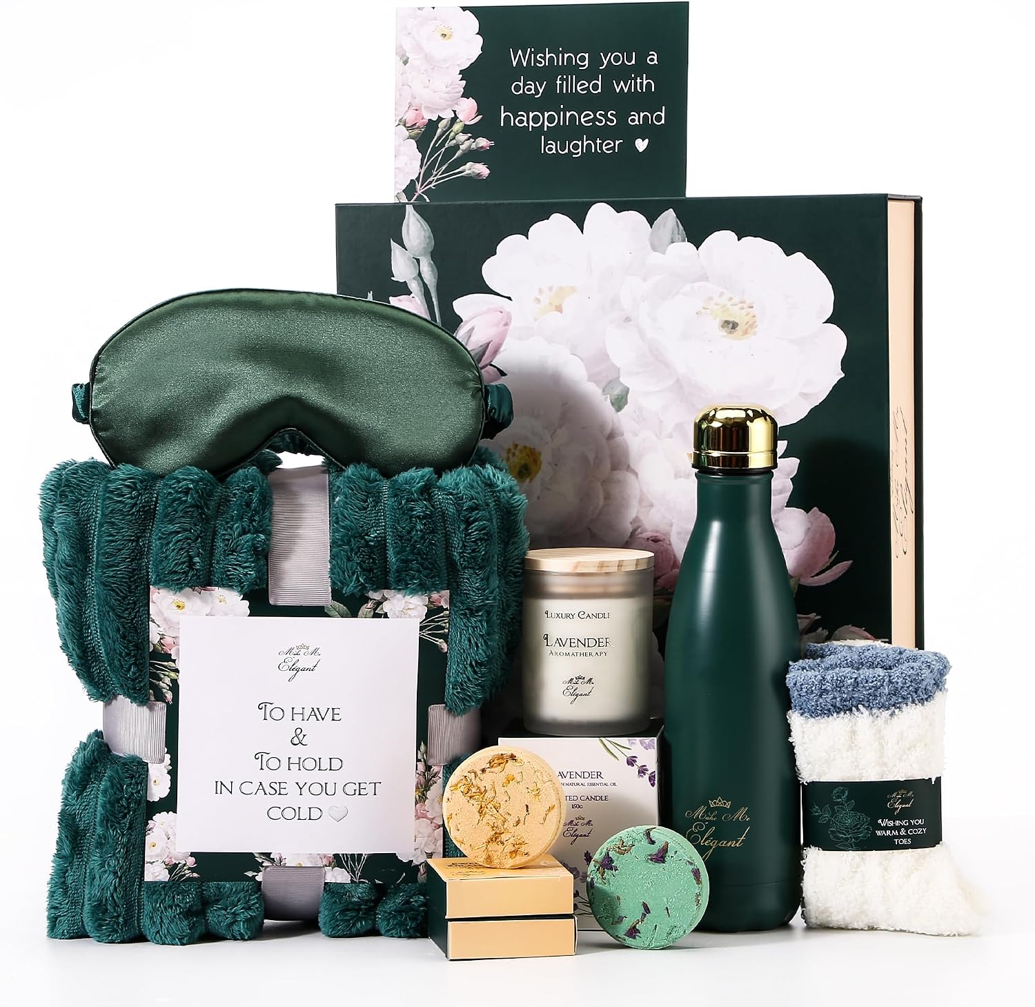 Make Me Elegant Spa Gift Basket for Women – Self-Care Birthday Gift Set | Luxury spa self-care gift basket for women. Bath and body set for birthdays, Mother's Day or any occasion. Unique design.