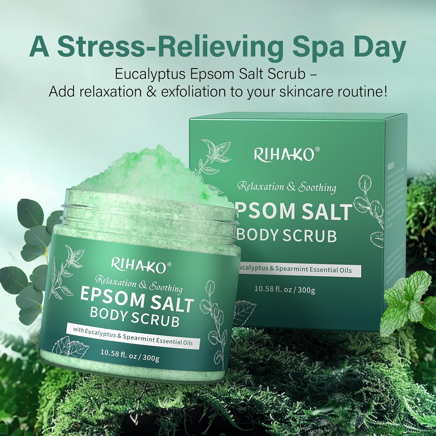 Eucalyptus Epsom Salt Body Scrub,Exfoliating detox body scrub,Relax & Relief with Eucalyptus & Spearmint Essential Oils, Deeply Nourishes for Smooth, Radiant Skin–Valentine’s Day Gift for Her/Him - Image 8
