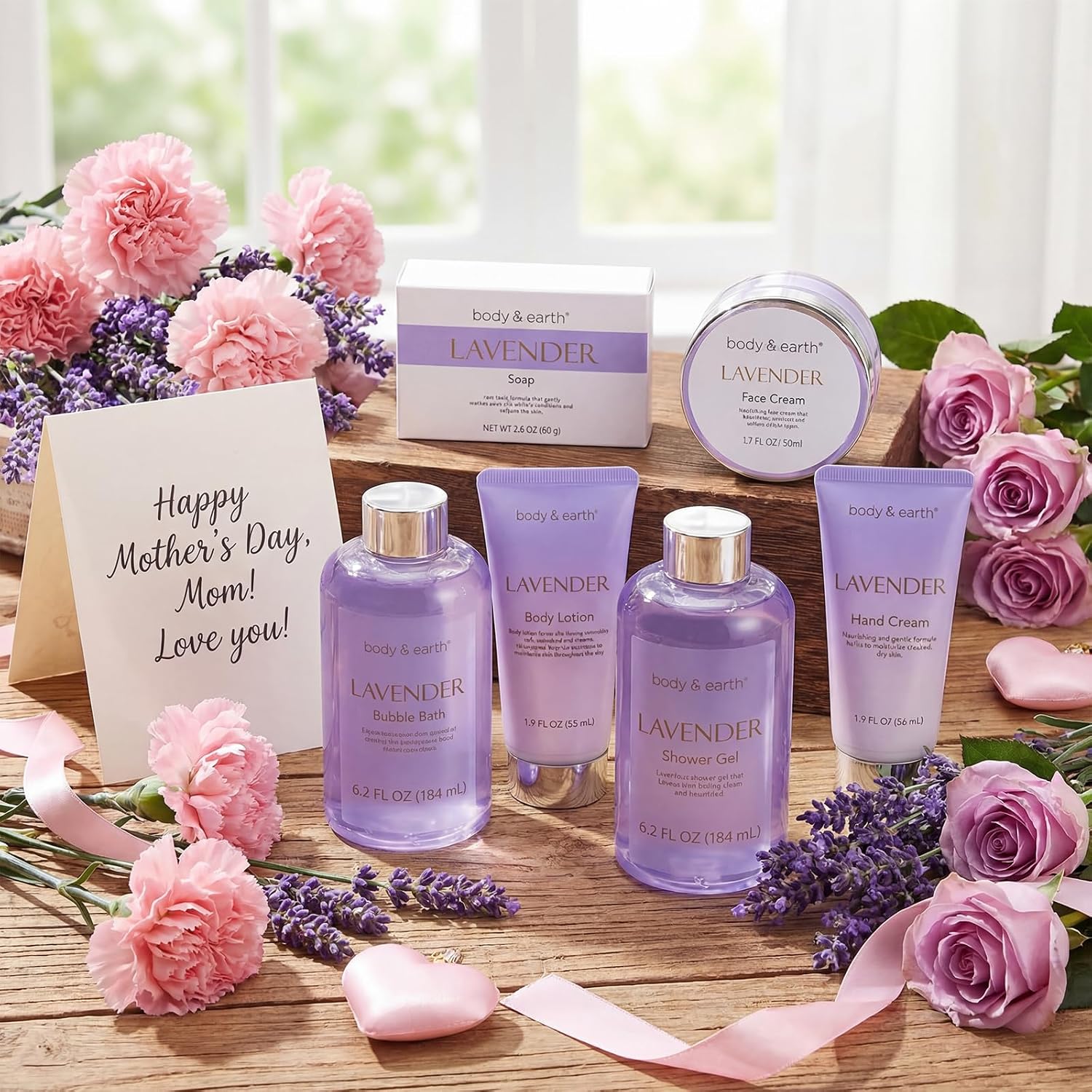 BODY & EARTH Bath and Body Gift Box for Women- 6 Pcs Lavender Bath Kit for Women Spa Set, Birthday, Christmas Gift Set Includes Bubble Bath, Shower Gel, Body Lotion - Image 7