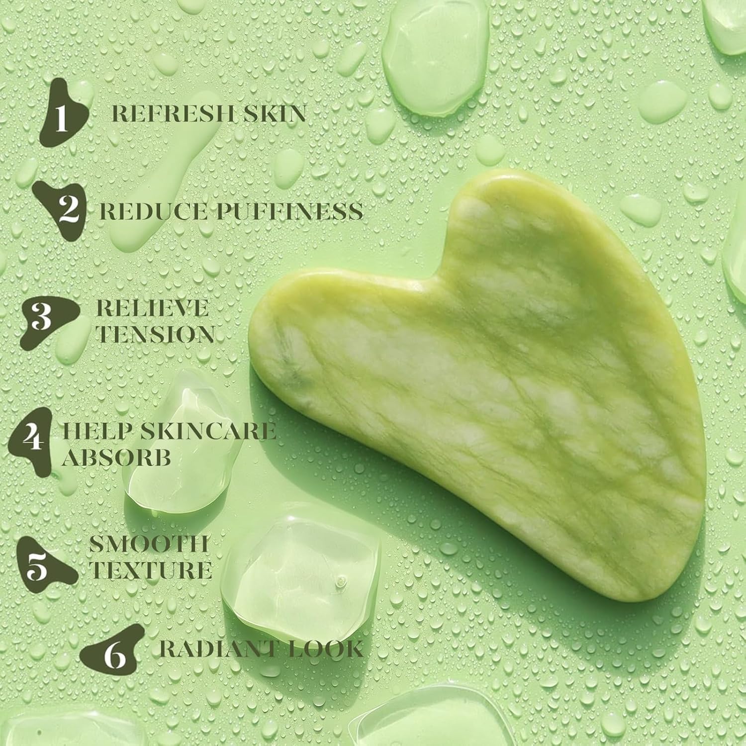 BAIMEI IcyMe Gua Sha & Jade Roller Set for Facial Sculpting and Relaxation | Cooling Face Roller & Guasha Tool for Face Depuffing & Jawline Definition, Beauty Skin Care Tool Gifts for Women–Green - Image 4