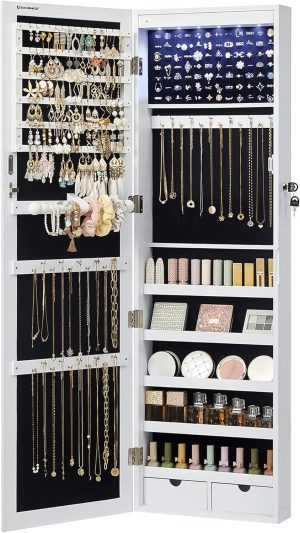 SONGMICS 6 LEDs Mirror Jewelry Cabi...