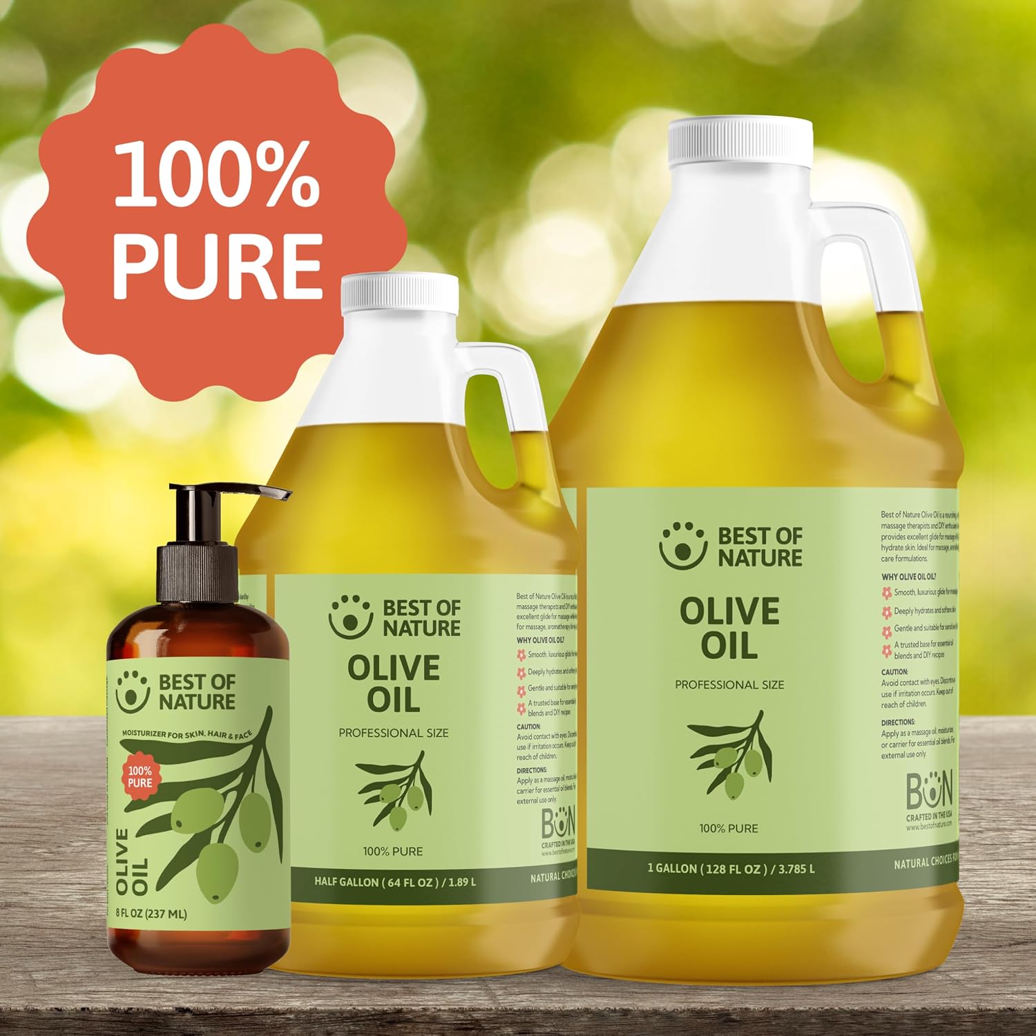 Best of Nature 100% Pure Olive Massage & Body Oil – Cold Pressed, Natural & Unscented Moisturizer for Skin, Hair & Bath, 1 Gallon (128 fl oz) - Image 11