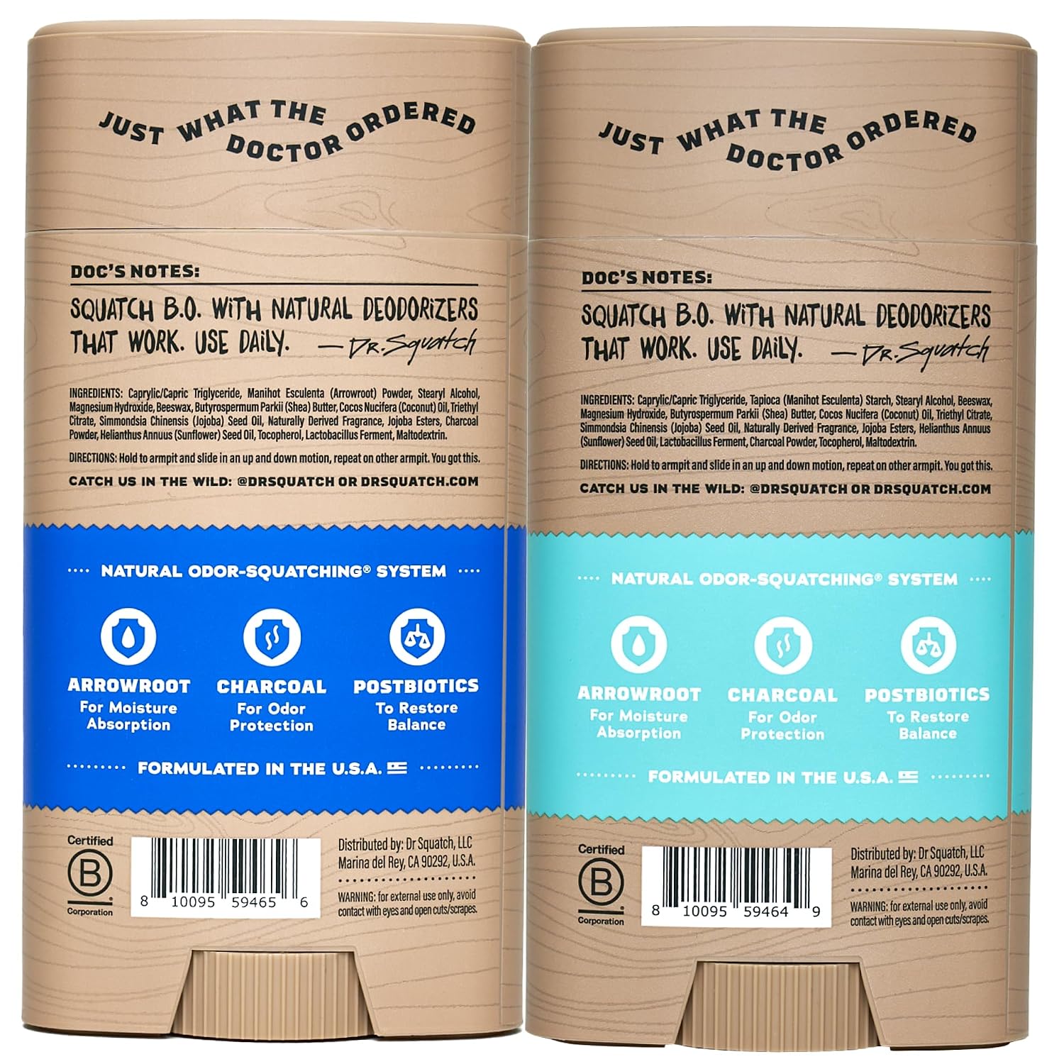 Dr. Squatch Natural Men’s Deodorant – Aluminum Free Natural Deodorant Men with Charcoal & Postbiotics for 72-Hour Odor Protection – Coconut Castaway + Fresh Falls, 2.65oz Stick (2-Pack) - Image 13