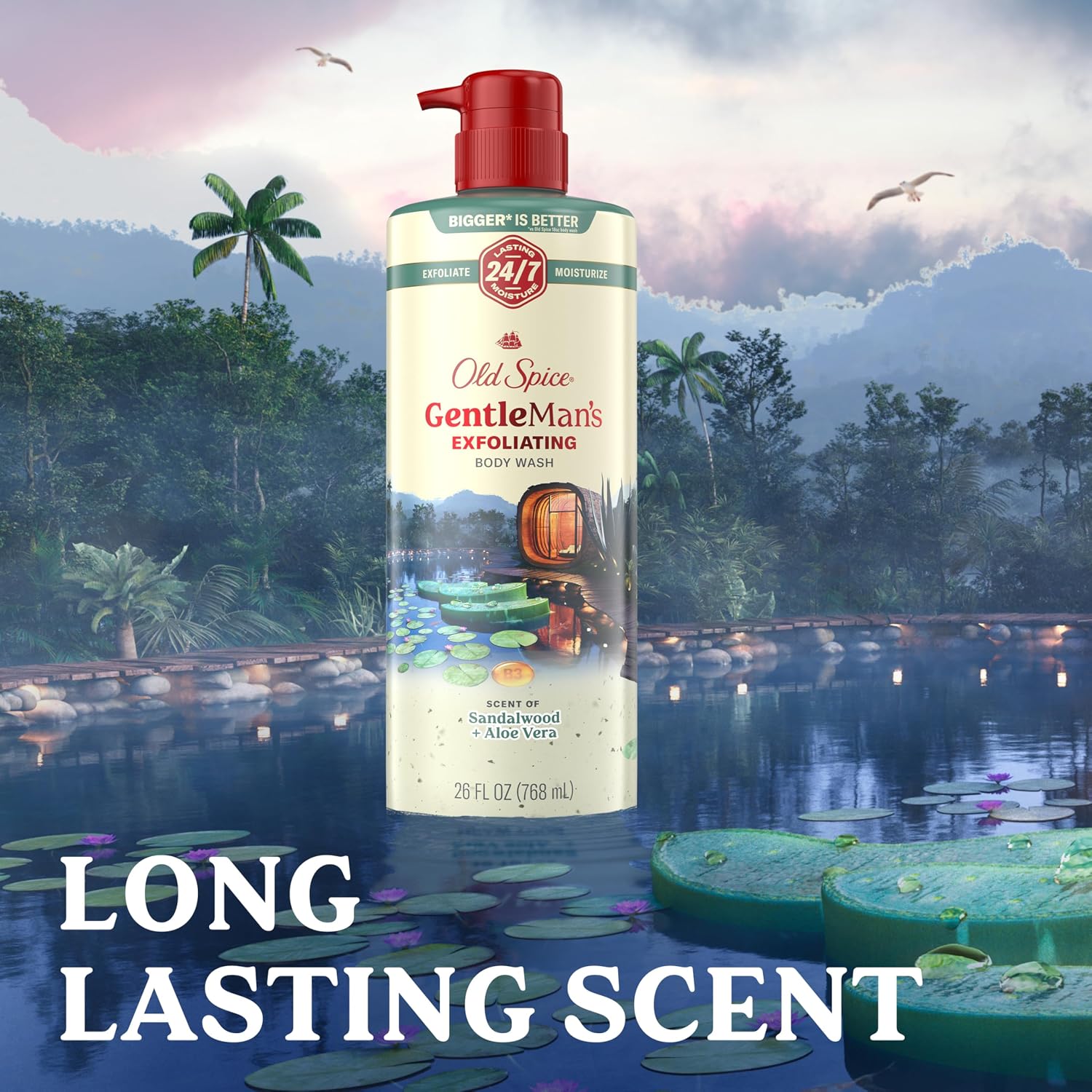 Old Spice GentleMan's Exfoliating & Moisturizing Body Wash for Men, 24/7 Shower Fresh with Long Lasting Scent, Renewing Vitamin B3 Blend, Sandalwood + Aloe Vera Scent, 26 oz - Image 6