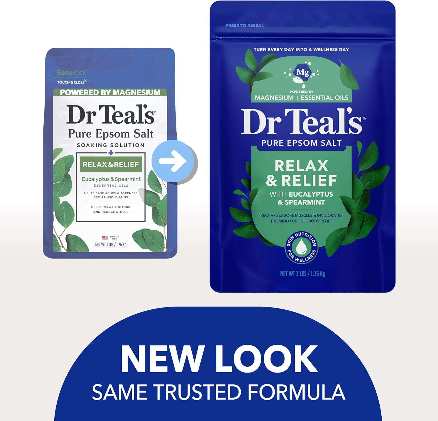 Dr Teal's Epsom Salt Magnesium Soak, Relax & Relief with Eucalyptus & Spearmint Essential Oils, 3 lbs - Image 3