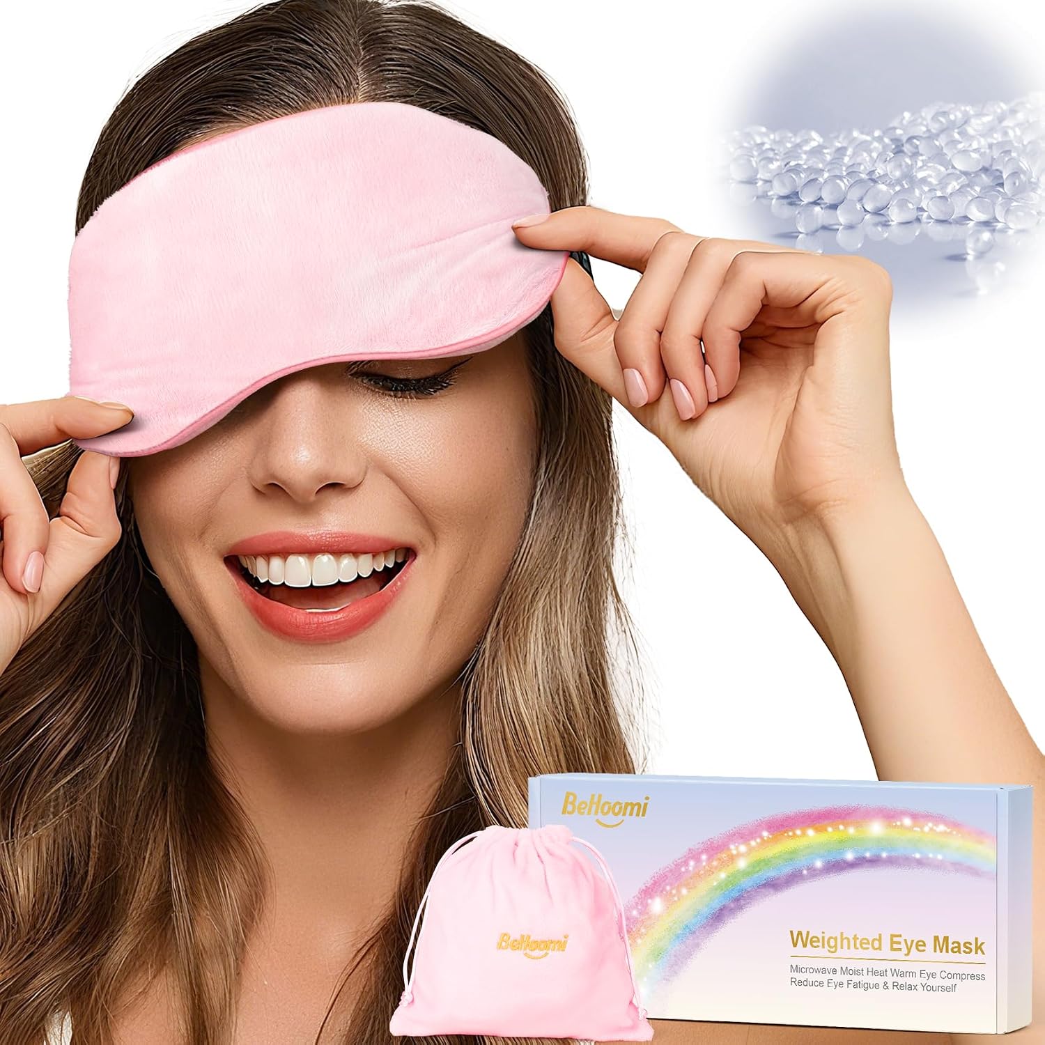 Cooling & Heated Eye Mask, Weighted Eye Mask for Sleeping, Pink | Warm Compress for Eyes, Microwavable Reusable Hot & Cold Eye Mask for Dry Eyes, Sleep Mask for Home, Office, Gifts for Women