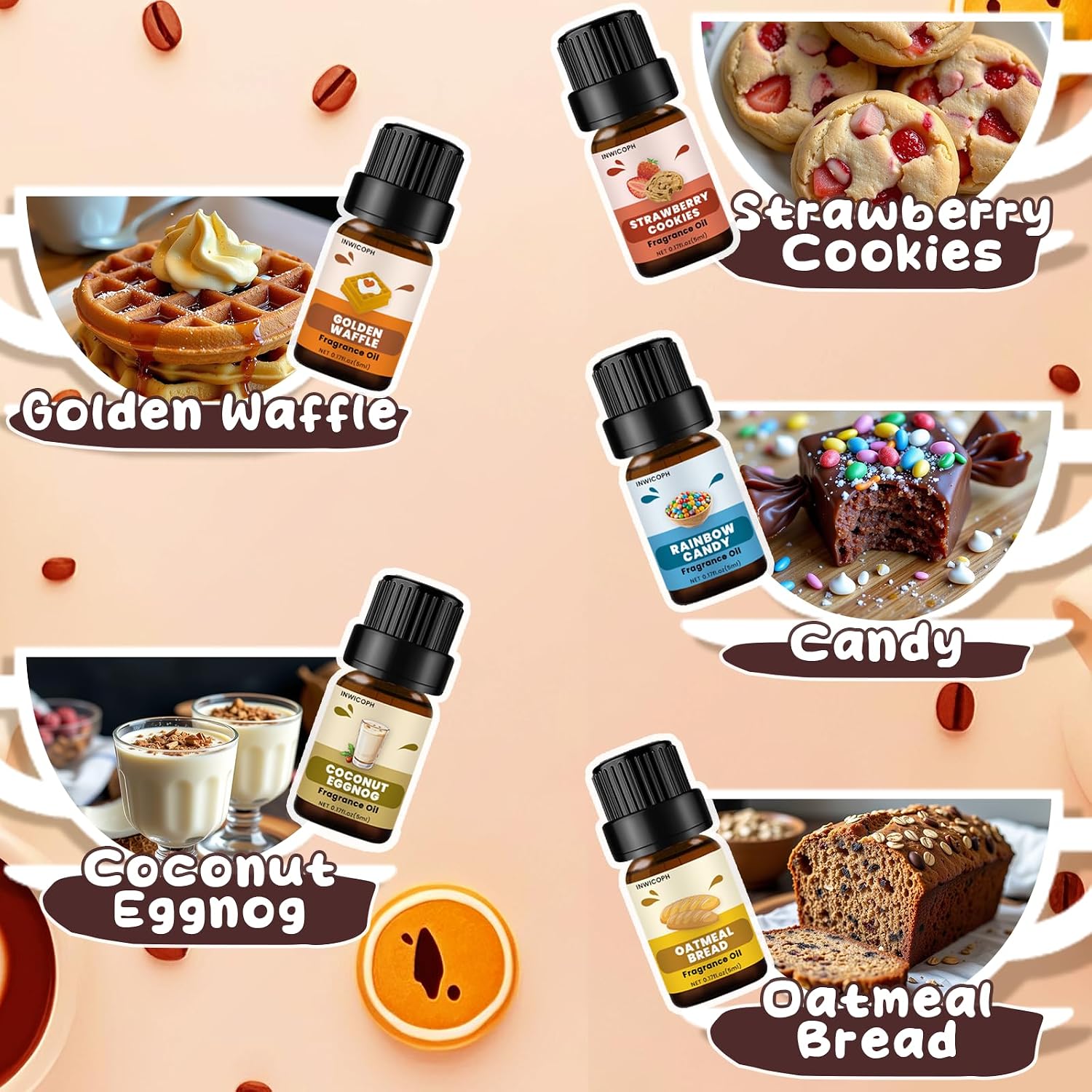 Coffee Shop Fragrance Oil Set | Espresso, Mocha Coffee, Chocolate, Almond Biscotti, Roasted Hazelnut Candle Scents for Candle Making, Soap Making Supplies, Diffuser Oil Scents - Image 3