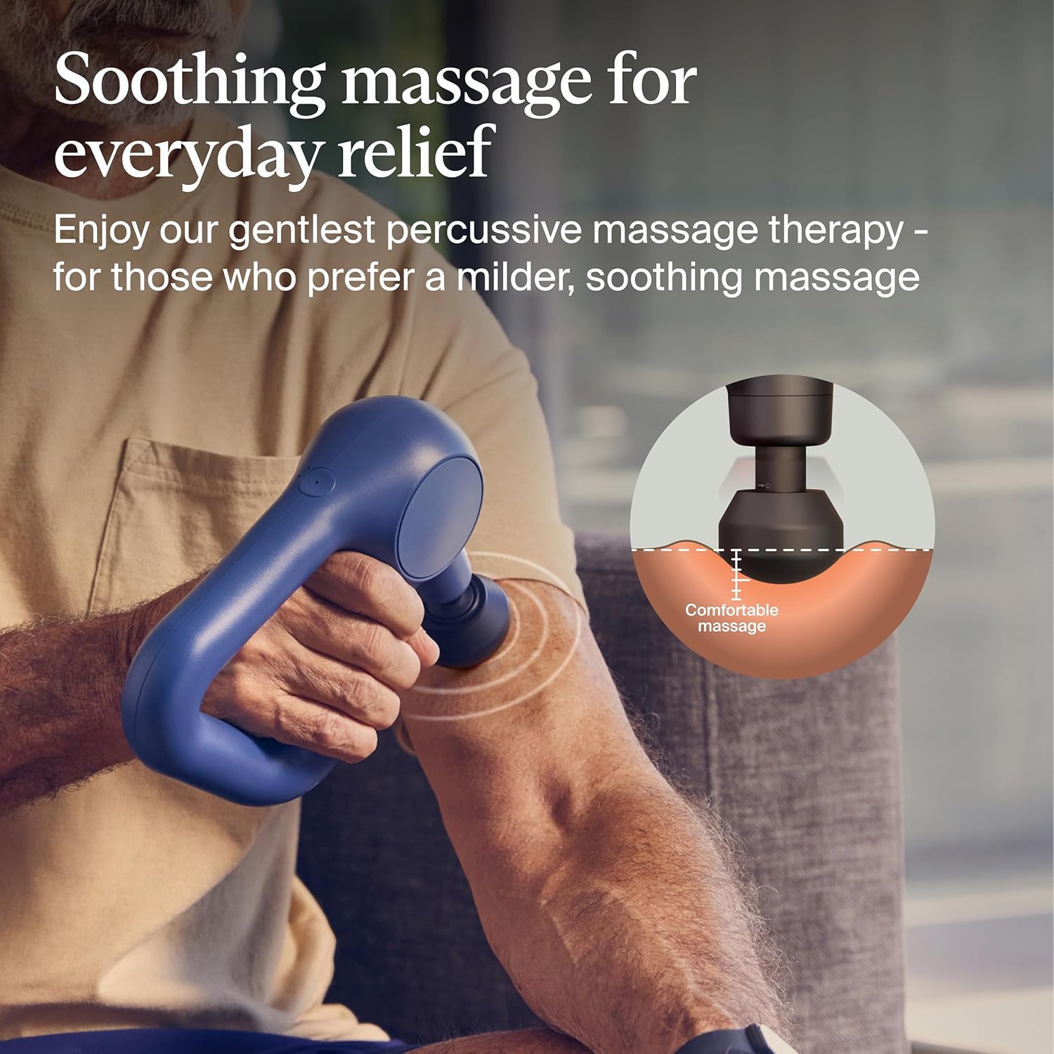 TheraGun Therabody Relief Massage Gun | for Daily Comfort | 3-Speed | Navy | Quiet Handheld Percussion Muscle Massager for Back, Leg & Shoulder Pain Relief. Lightweight, Easy to Use, Ergonomic Grip - Image 3
