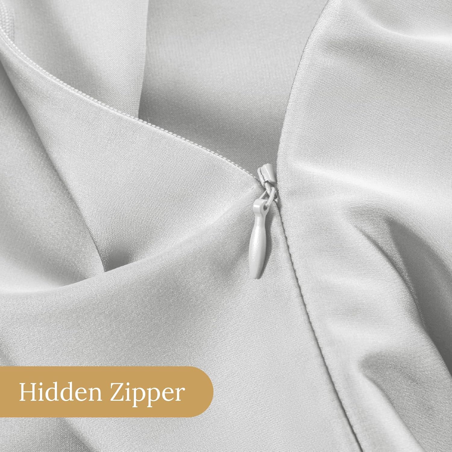 INFIIXSO Mulberry Silk Pillow Cases Standard Size with Zipper, Light Grey | Ultra Smooth & Soft Silk Pillowcase for Hair & Skin, Cooling Pillow Cover for Hot Sleepers, Hidden Zipper, 1Piece 20"x26" - Image 6