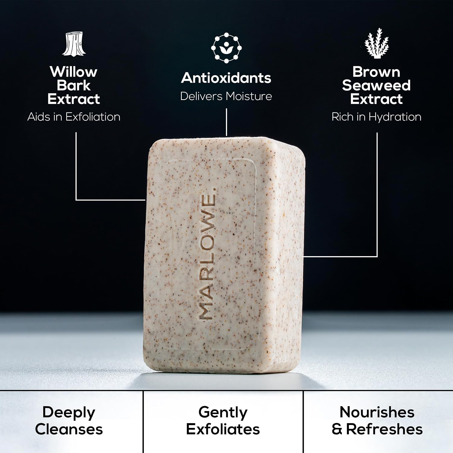 MARLOWE. Men's Skin Care Set, Best Sellers Kit, Soap, Cleanser, Moisturizer | Men’s Skin Care Set with Exfoliating Scrub Soap Bar, Facial Cleanser & Facial Moisturizer. Great Gift for Men. - Image 5