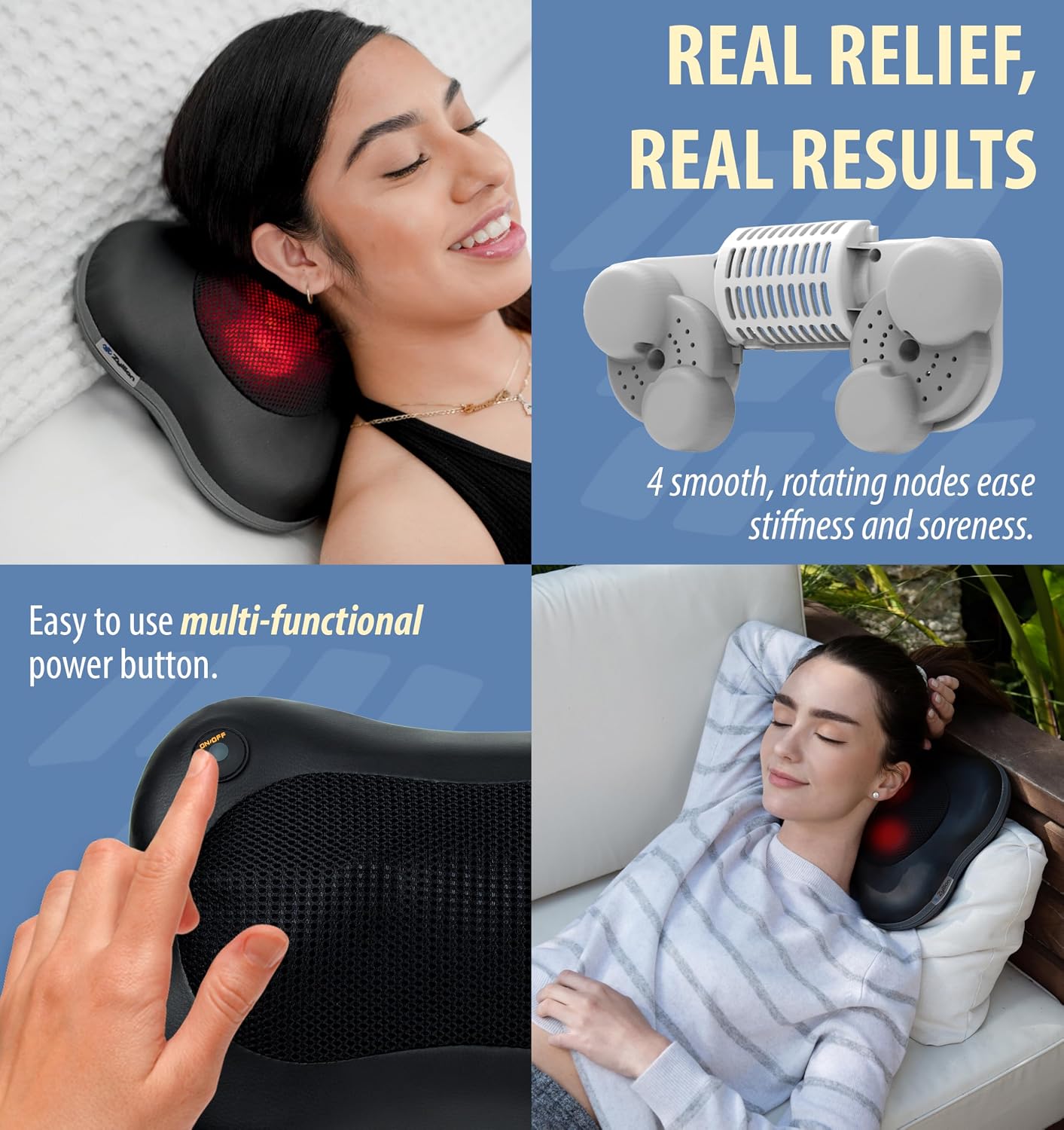 Zyllion ZMA-13 Back and Neck Massager with Heat for Pain Relief, Black | Doctor Recommended, Shiatsu, Deep Tissue, 3D Kneading, Muscle Therapy, Car Adapter, Corded Electric, UL 1647 Safety Certified - Image 3