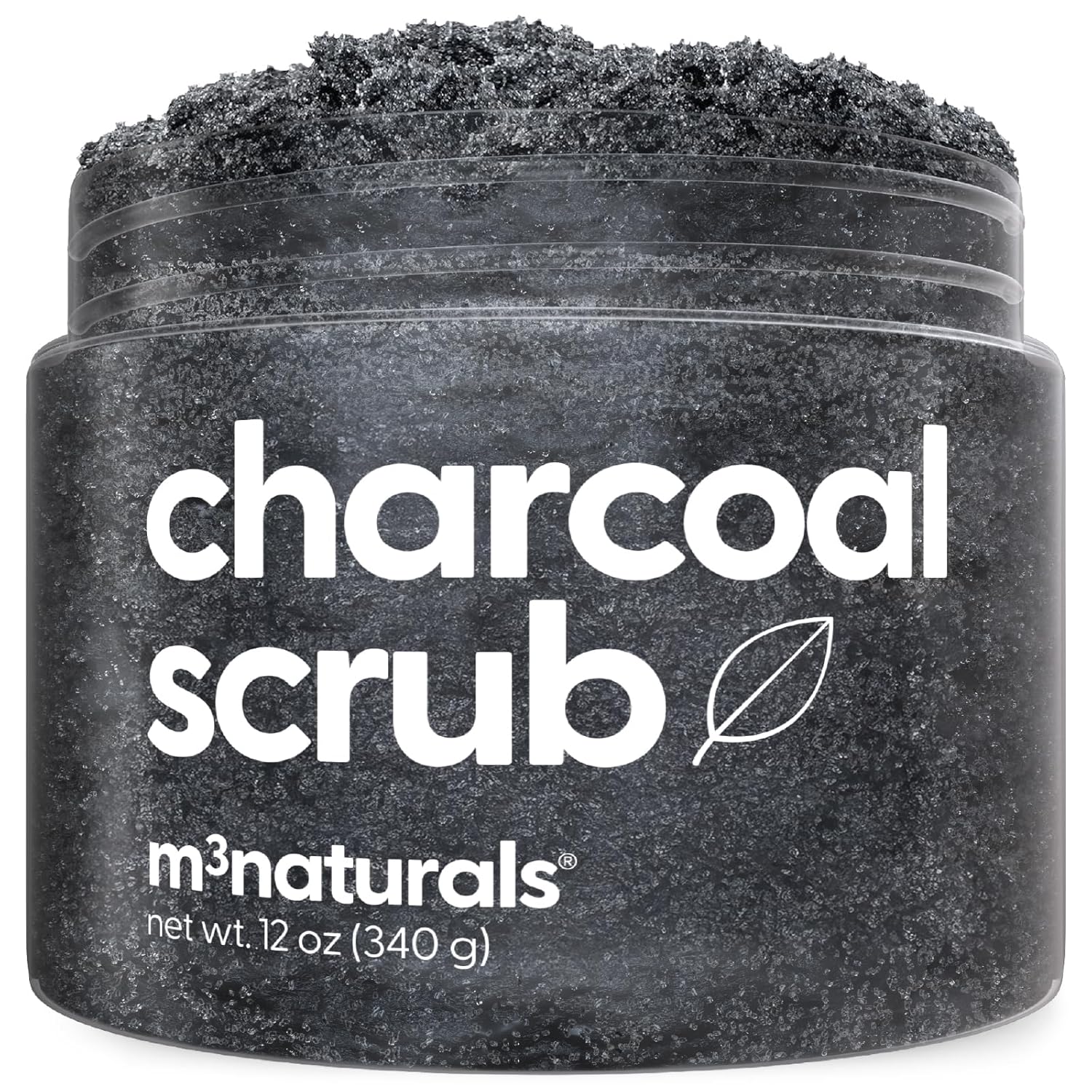 Exfoliating Charcoal Scrub for Body with Collagen & Stem Cells, 12 oz by M3 | For Body Toning, Smooths Cellulite Appearance & Armpit Detox, with Skin-Smoothing Exfoliation for Face, Feet & Body Exfoliant