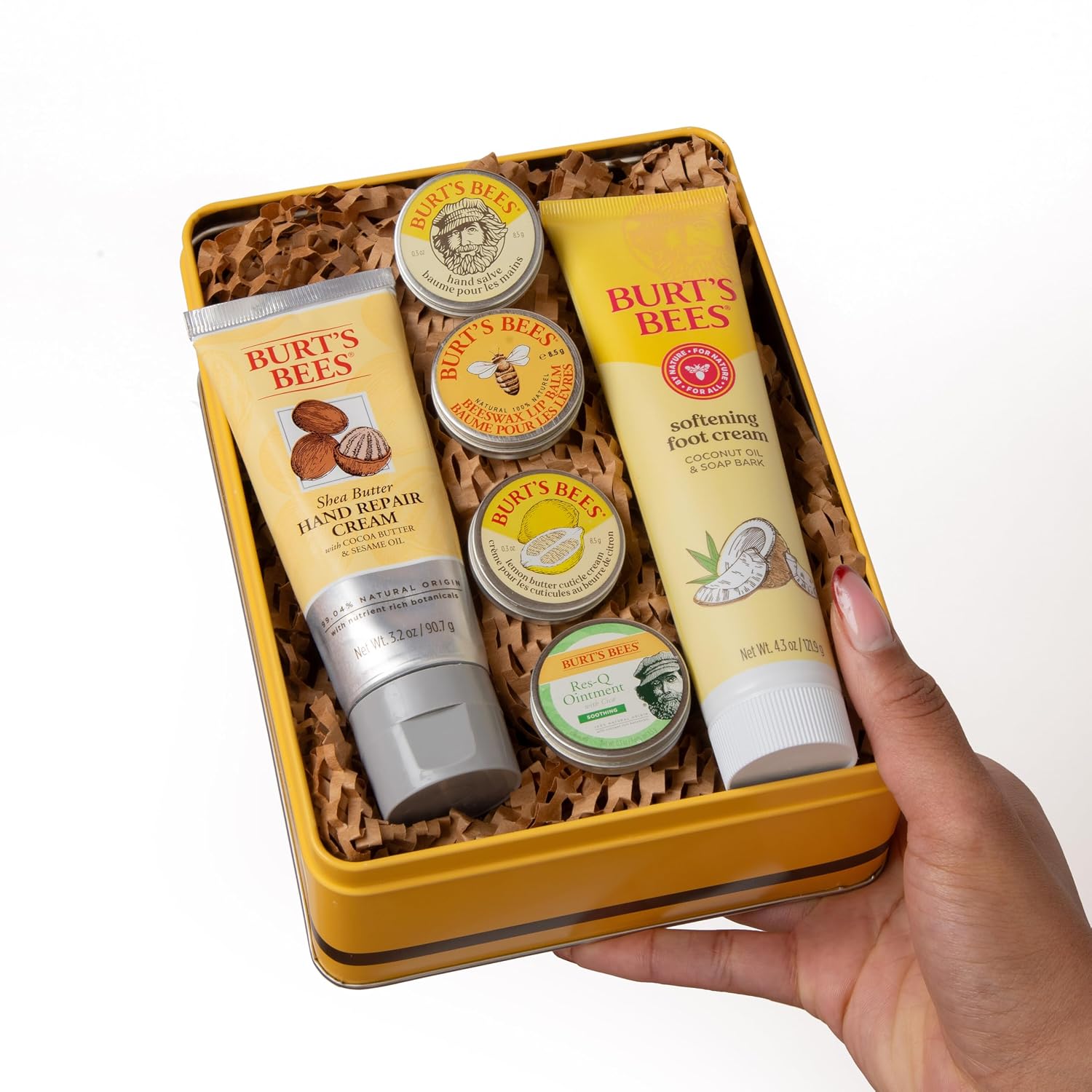Burt's Bees Classics Gift Set, 6 Products in Giftable Tin | Cuticle Cream, Hand Salve, Lip Balm, Res-Q Ointment, Hand Repair and Foot Cream, Skin Care Essentials - Image 5