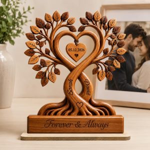 Personalized Couple Heart Tree Wood...