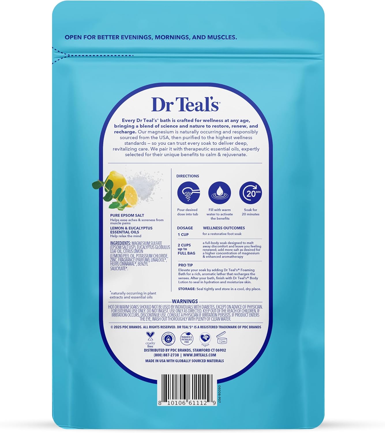 Dr Teal's Epsom Salt Magnesium Soak, Restorative Minerals with Magnesium, Potassium & Zinc, 3 lbs - Image 2