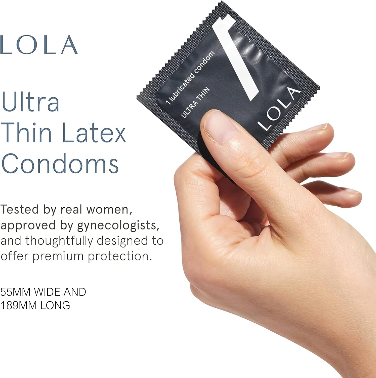 LOLA Large Ultra Thin Latex Condoms | Silicone Based Lube, For Sensitive Skin, Natural Rubber Latex, Vegan, 24 Count - Image 2