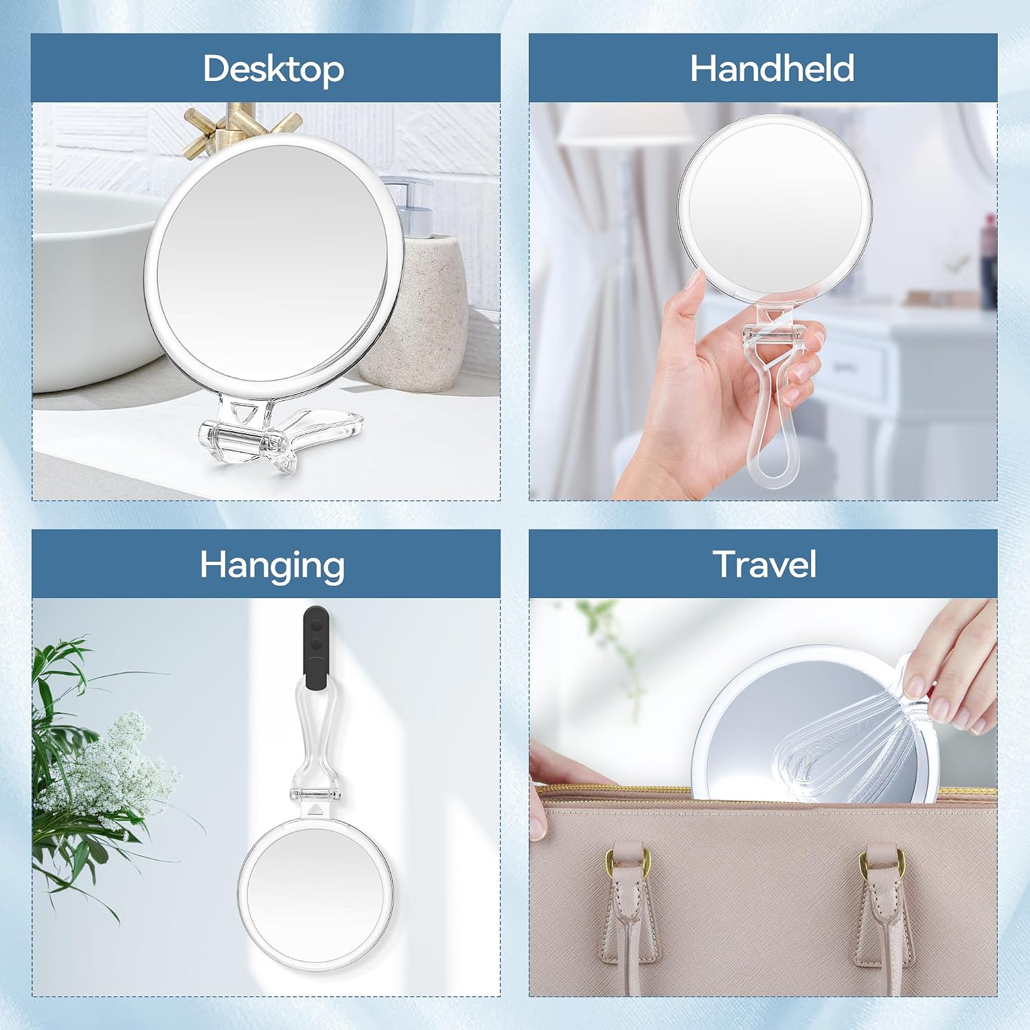 30X Magnifying Mirror for Travel with Handle, Double-Sided 1X/30X Magnification Hand Mirror for Makeup,Travel Mirror for Desk 5 Inches - Image 6