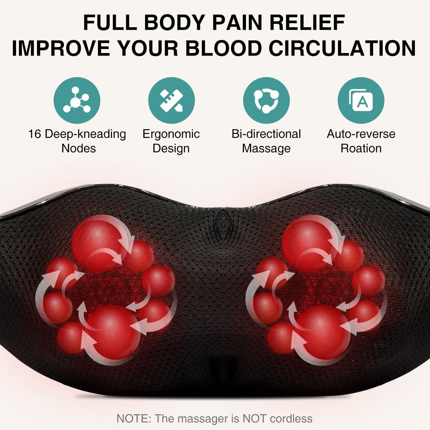 Nekteck Shiatsu Neck Massager with Heat for Pain Relief, Gray, NOT Cordless | 2026 Upgraded 3D Back Shoulder Kneading Massage Pillow, 3 Intensity Speeds Deep Tissue, Relaxation Gifts for Men Women - Image 2