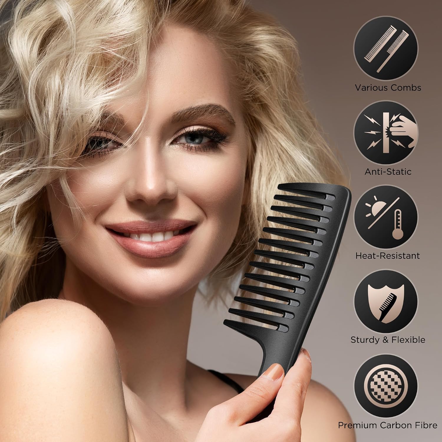 SALONSILK Women Hair Comb Set - 14PCS Wide Tooth Rat Tail Styling Combs Pick for Curly - Teasing Parting Fine Professional Barber Cutting Braiding Set - Image 2