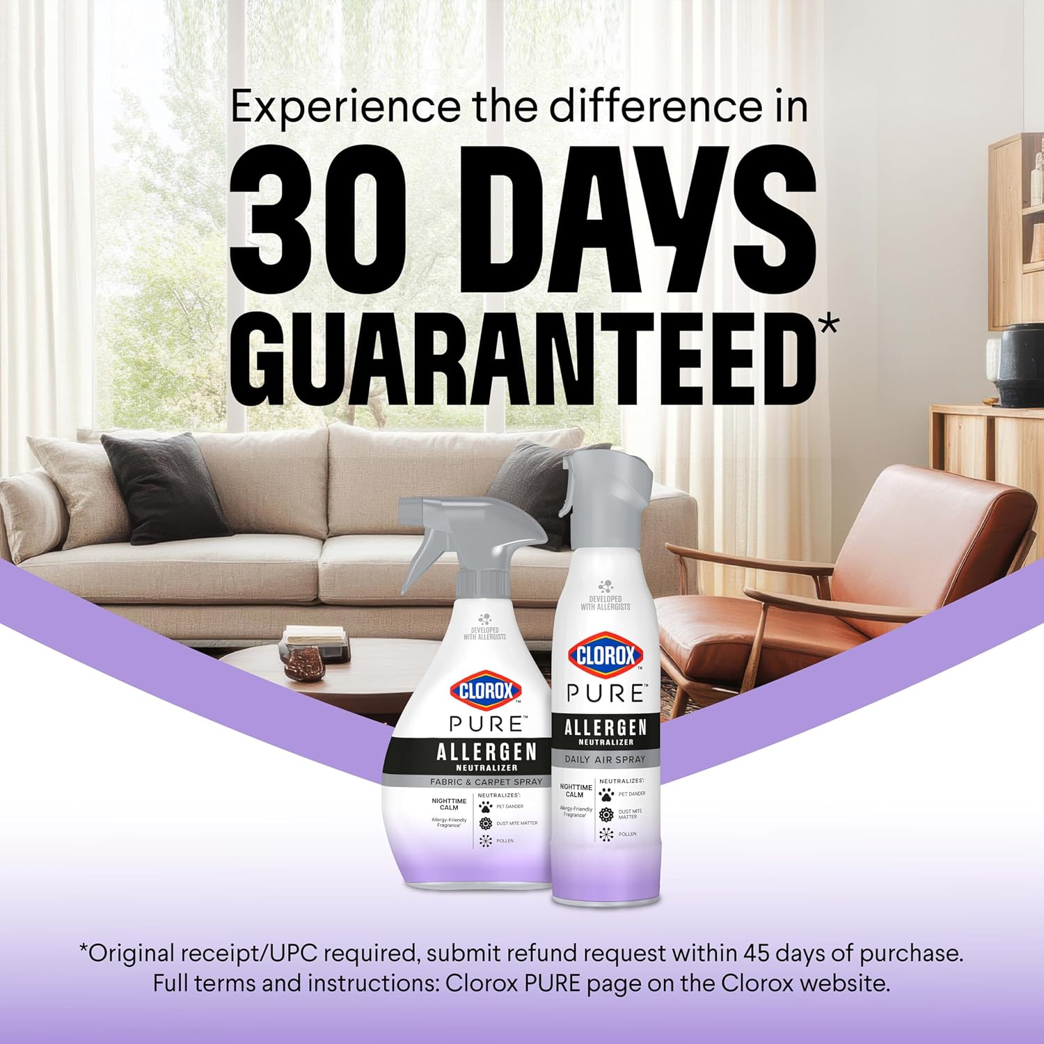 Clorox PURE Allergen Neutralizer Daily Air Spray, Nighttime Calm, 8 oz. | Air Spray for Home, Neutralizes Pet Dander, Dust Mite Matter & Pollen, Developed with Allergists, Allergen-Friendly Fragrance - Image 10