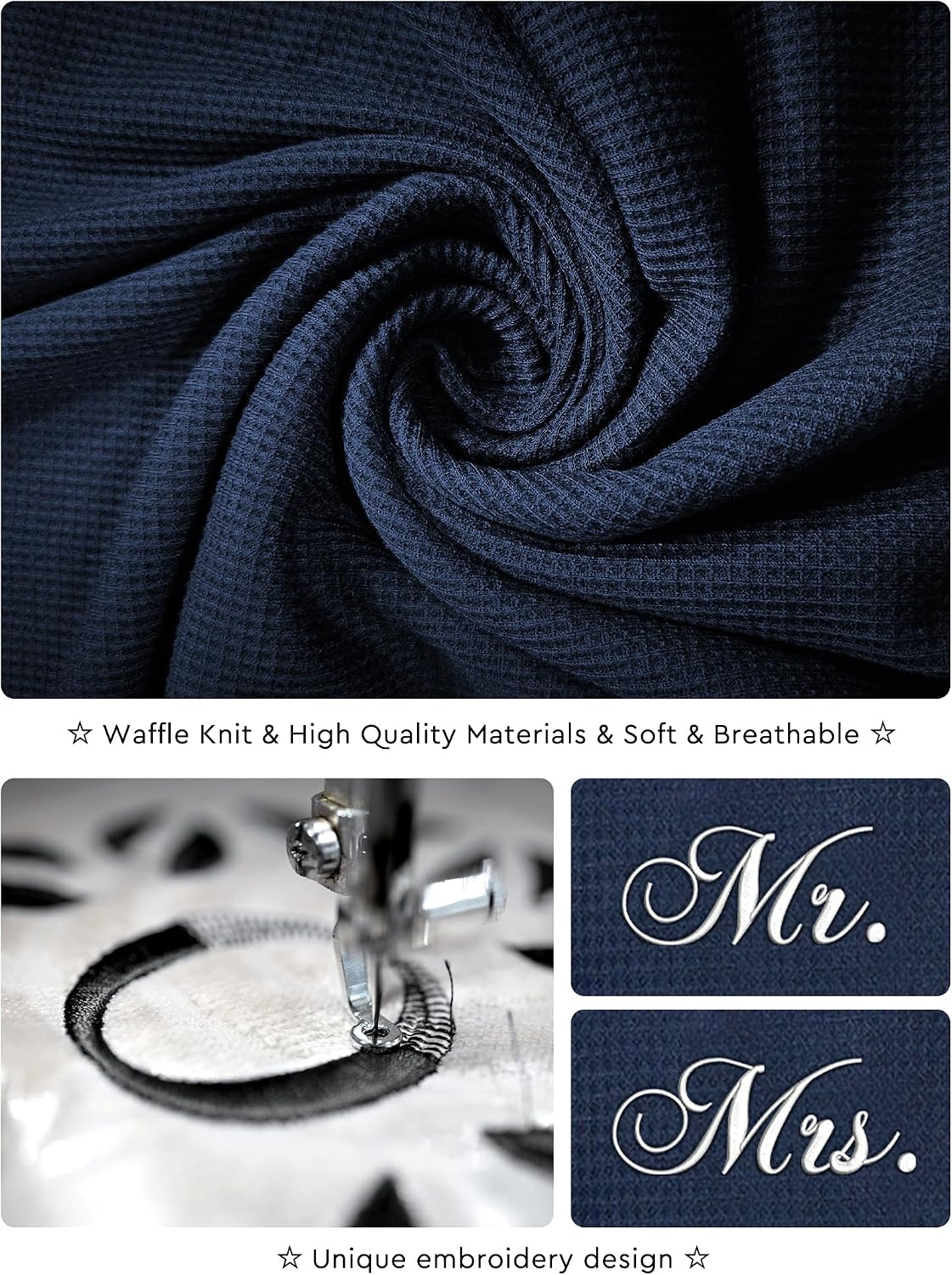 AW BRIDAL Mr and Mrs Waffle Knit Robe Set for Wedding Engagement Gifts | His and Hers Anniversary Matching Bathrobes for Couples, Bridal Shower Gifts for Bride and Groom, Newlywed, Women and Men - Image 7