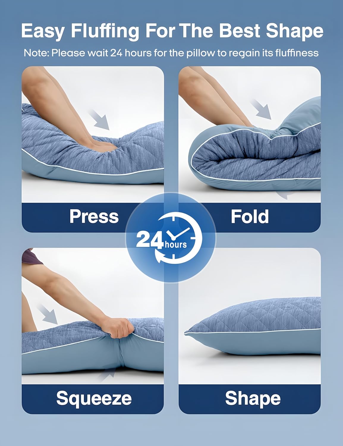 ZonLi Cooling Body Pillow for Adults Side Sleeper & Pregnancy - Memory Foam Insert Long Body Pillow 20 x 54 Inch with Washable Pillowcase, Gift for Men Women Light Blue - Image 7