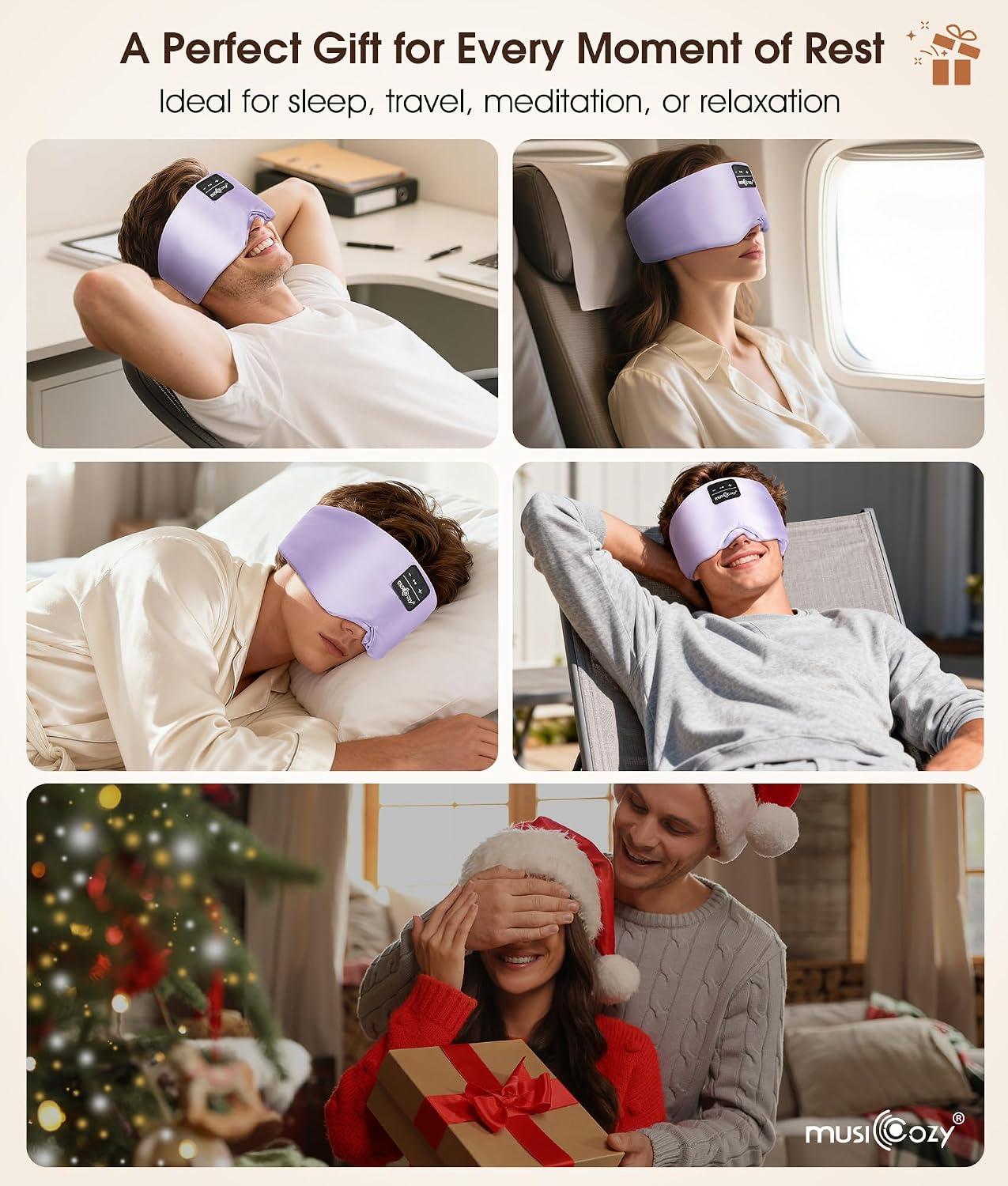 MUSICOZY 3D Mulberry Silk Sleep Mask Bluetooth 5.4 Headphones Full Coverage | Luxury Silk Eye Mask with Blackout Design Ultra Thin Speakers, Side Sleeper Comfort for Travel Relaxation Gifts for Men Women - Image 8