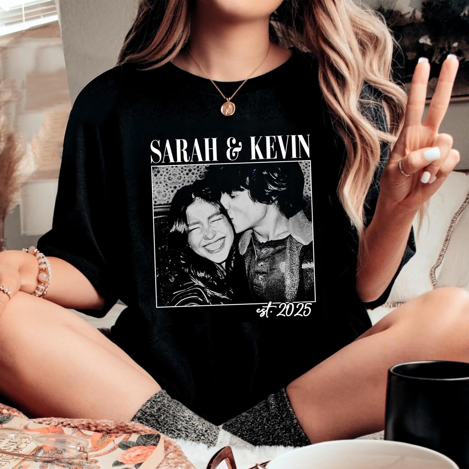 UrbanNEST Personalized Couple Photo Shirt, Couples Hoodies, Tshirt With Picture Customized, Anniversary Tshirts, Couple Shirt, Matching Gifts for Couples, Gifts for Her, Birthday, Christmas - Image 3
