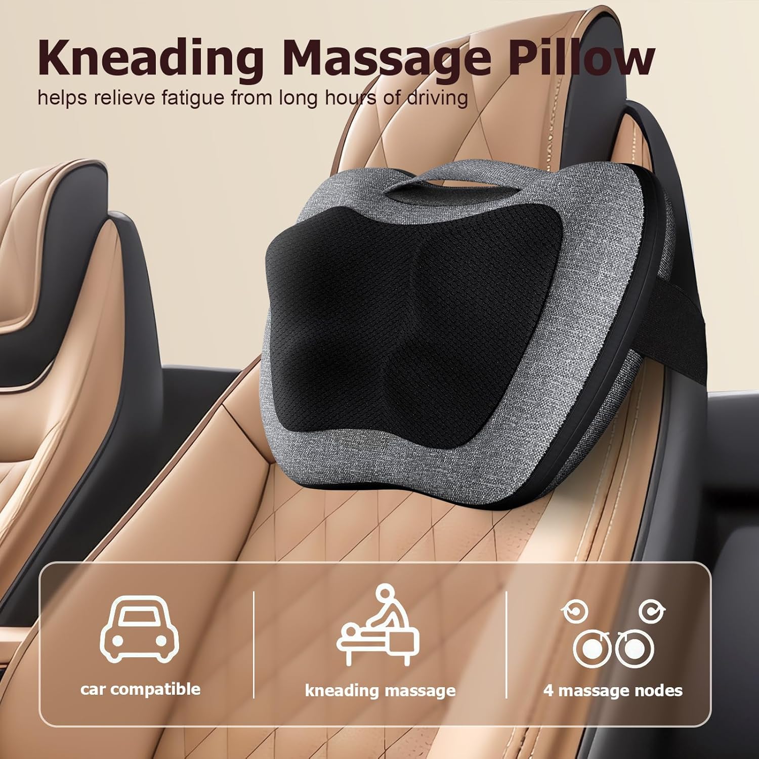 VIKTOR JURGEN Shiatsu Back Massager with Heat, Deep Tissue for Pain Relief | Electric 3D Kneading Massage Pillow for Neck, Shoulder, Back, Christmas for Men Women Dad Wife Mom Gifts (NOT Cordless) - Image 4