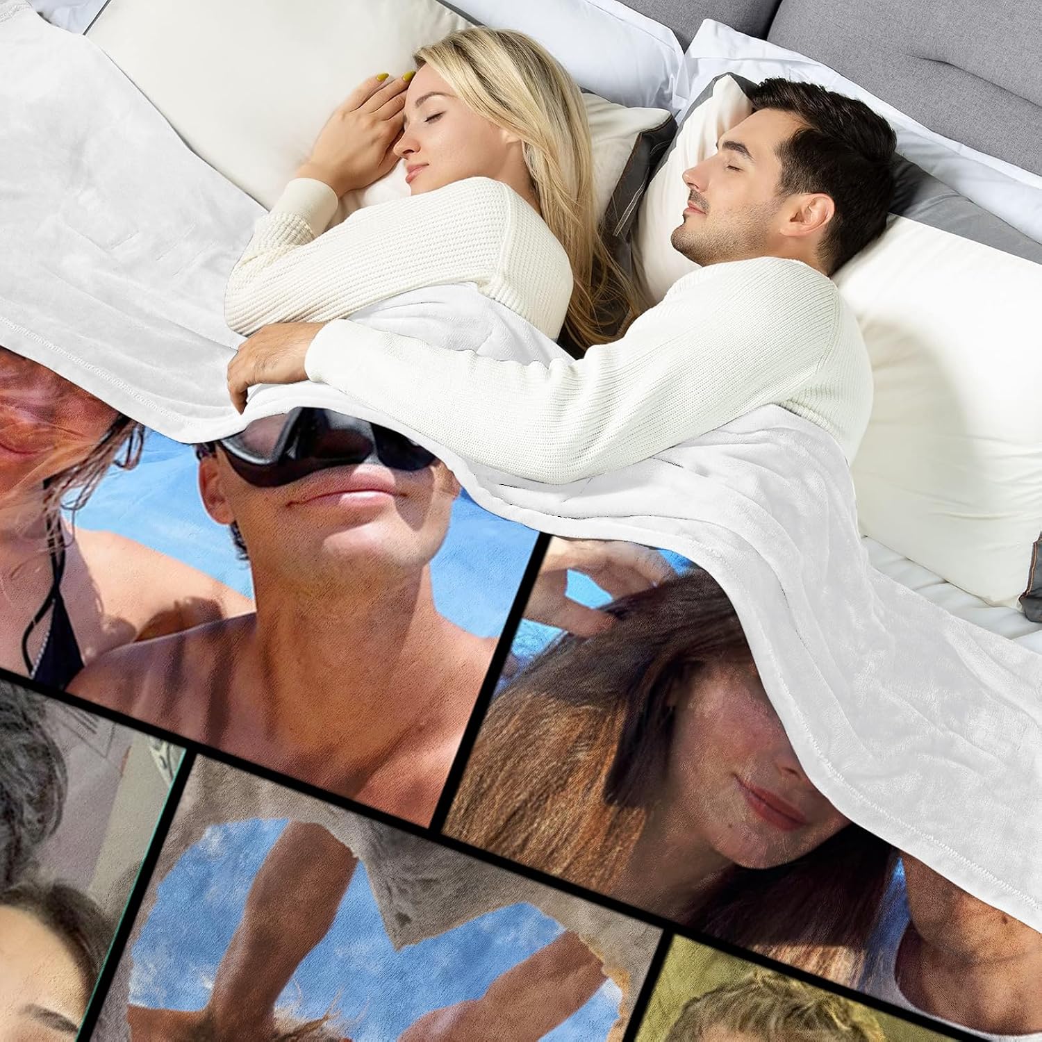 Ultragifta Custom Photo Blanket with Picture Girlfriend Boyfriend Personalized Fleece Throw Blanket for Couples, Adults (50''x60''), 7 Photos - Image 4