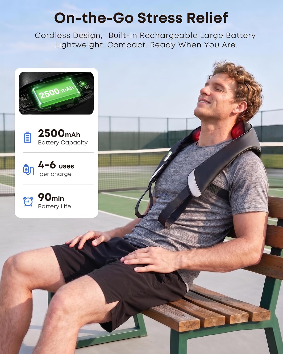 EaseZen Cordless Neck Massager with Heat for Pain Relief Deep Tissue | 4D Shiatsu Deep Kneading Neck and Shoulder Massager for Back & Waist, Portable & Rechargeable, Home Office Travel Use - Image 2
