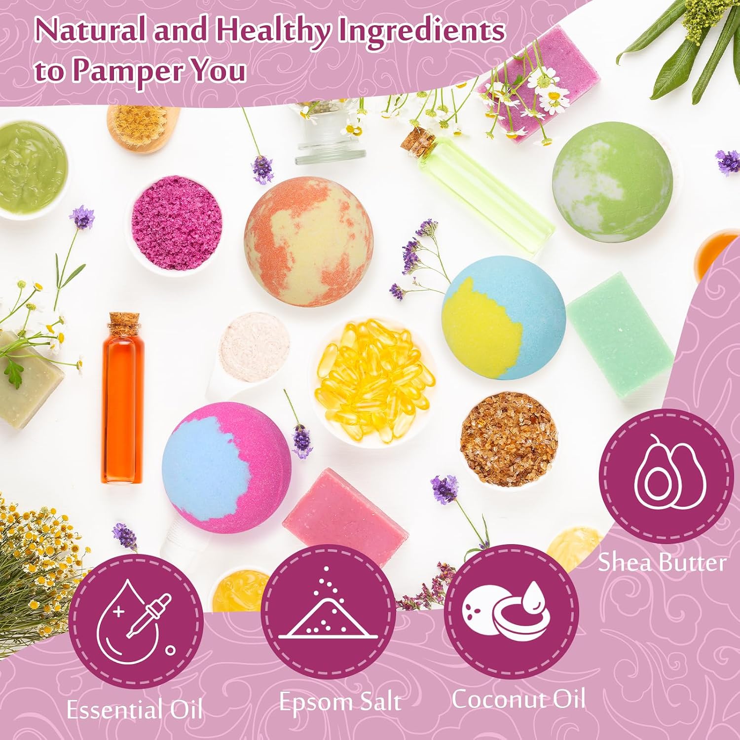 Bath Bombs for Women, 20 Bath Bombs Gift Set with Shea Butter Moisturizing & Essential Oils, Mothers Day Gifts for Mom, Women, Her/Him, Girlfriend, Wife, Birthday, Spa Relaxing Bubble Bath Fizzy Ball - Image 2