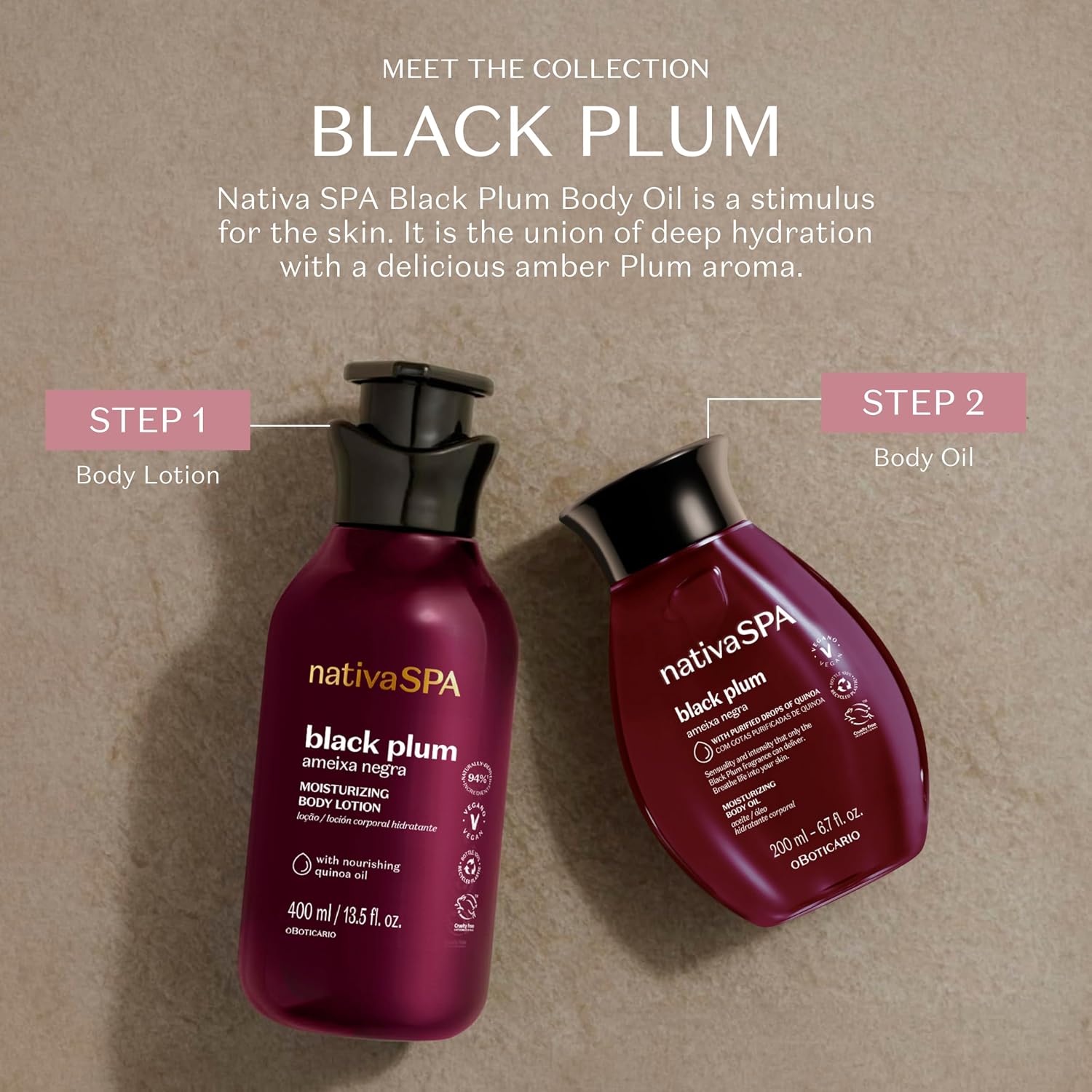 Nativa SPA by O Boticário, Black Plum Moisturizing Body Lotion, Long-Lasting Hydration and Lightweight, Fragranced Moisturizer, 13.5 Ounce | Lightweight fragranced moisturizer delivering long-lasting hydration. Absorbs much quicker than heavy cocoa butter creams. - Image 7