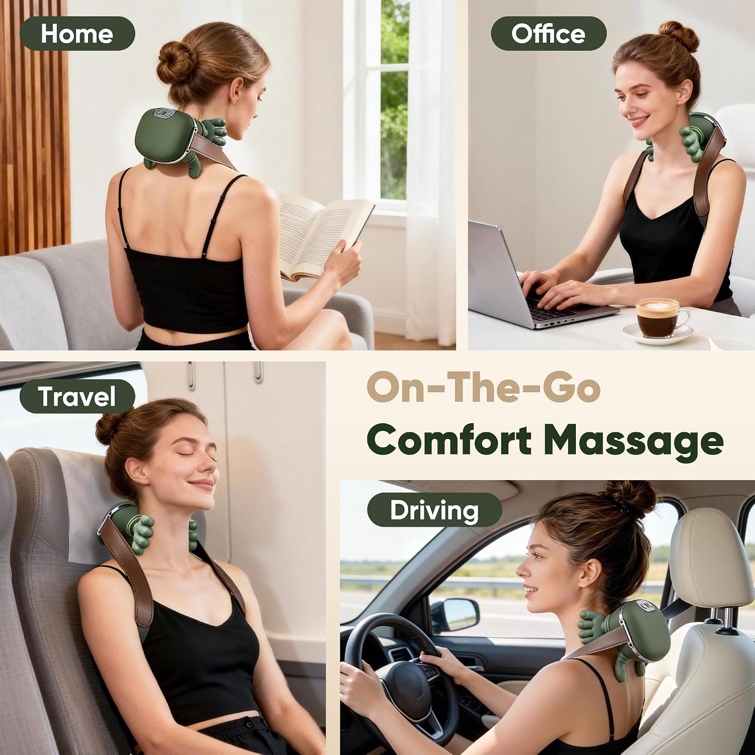 Neck Massager with Heat, Cordless Human-Like Massage, Pain Relief, Green | Neck Massager with 2 Heat Levels and 10-Min Auto Shut-Off, Relax Neck & Shoulders at Home, Office, Breaks or Before Sleep - Image 9