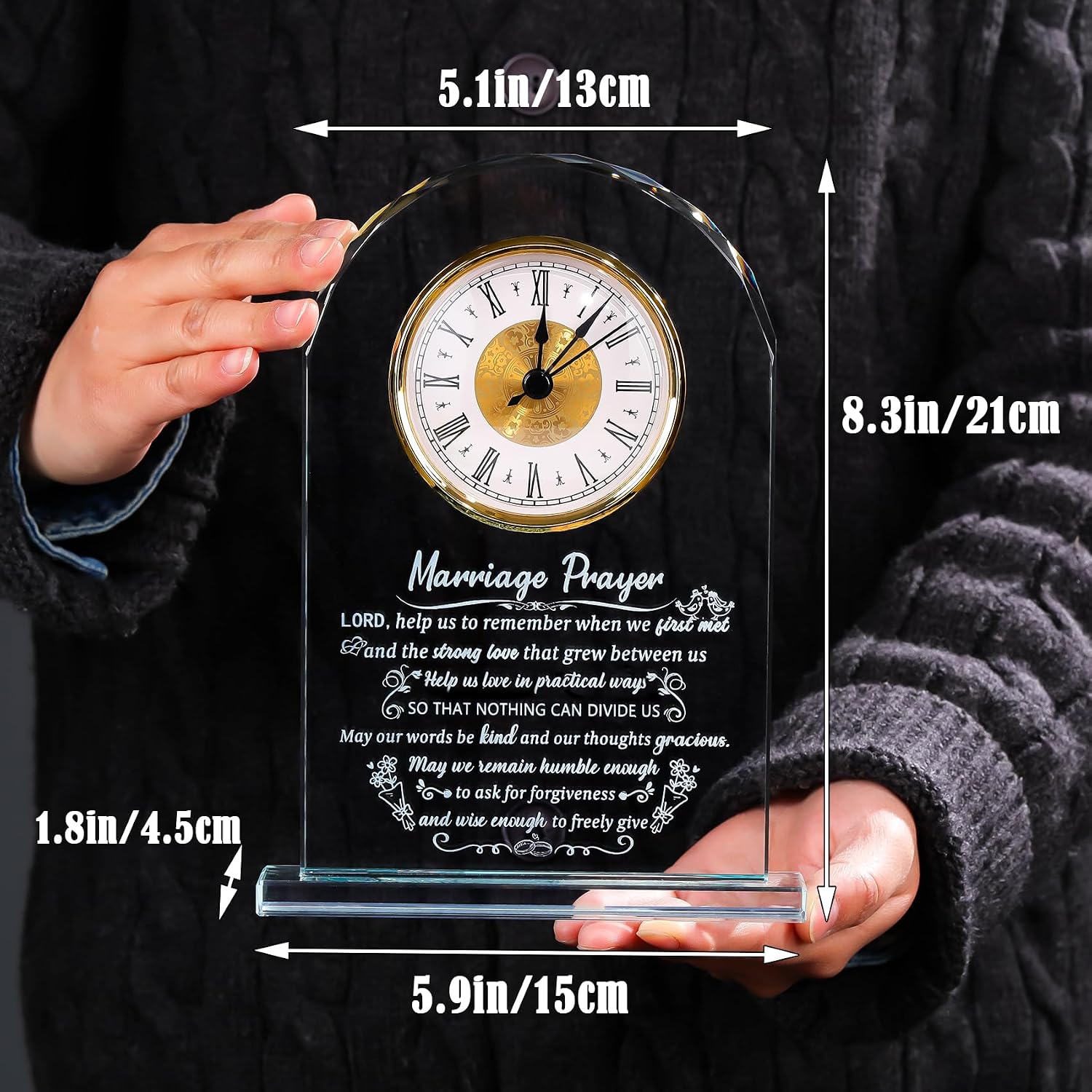 Arikyrist Glass Clock Wedding Gifts for Couples 2026 Newlyweds | Happy Anniversary Engagement Marriage Prayer Gift, with Inspiring Quotes, for Mr and Mrs, Home Decor - Image 3