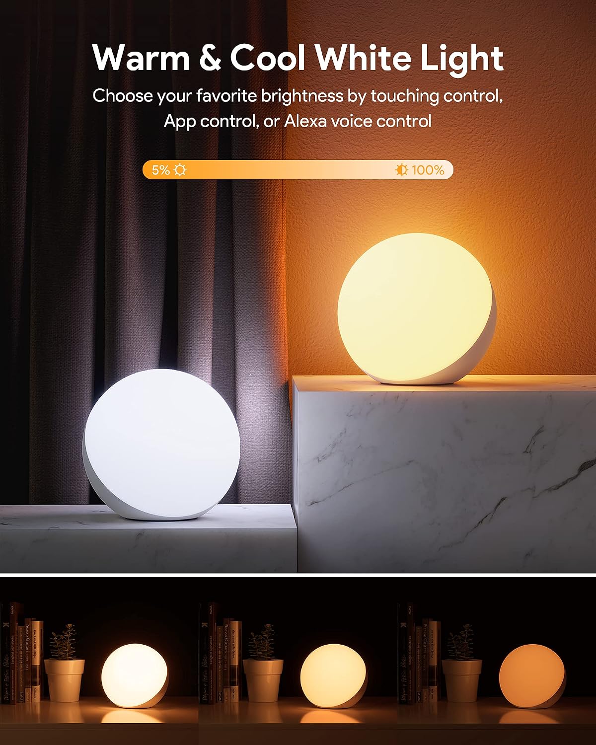 Smart Table Lamp, Dimmable Desk Lamp with App/Voice Control, LED RGB Color Changing Touch Lamp, Night Lamp for Bedroom Compatible with Alexa - Image 3