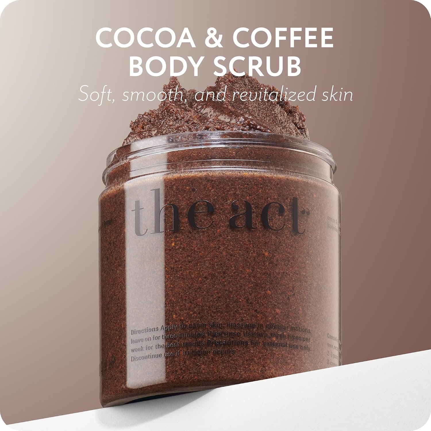 THE ACT Coffee Body Scrub with Salt & Cocoa – Exfoliating Scrub for Cellulite, Stretch Marks, Ingrown Hair – Organic Moisturizing Body Scrub with Vitamin E & Menthol – Gift for Women & Men, 10.58 Oz - Image 2